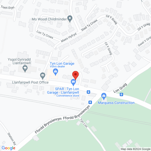 Map of Tyn Lon Garage Limited located in LLANFAIRPWLLGWYNGYLL, LL61 5SX