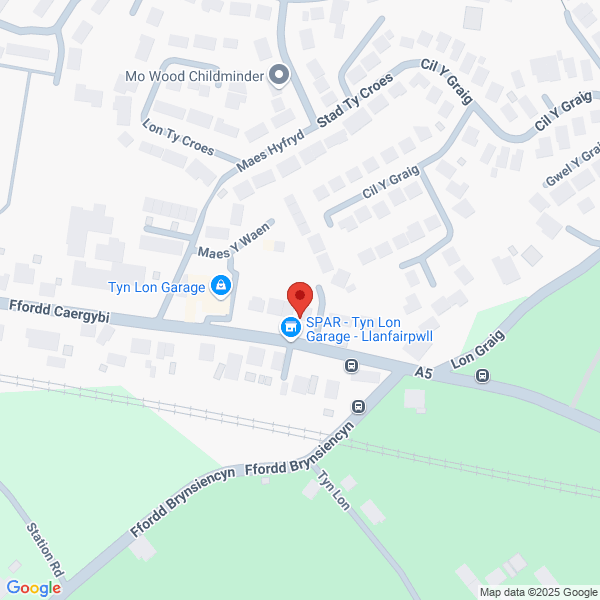 Map of Tyn Lon Garage Limited located in LLANFAIRPWLLGWYNGYLL, LL61 5SX