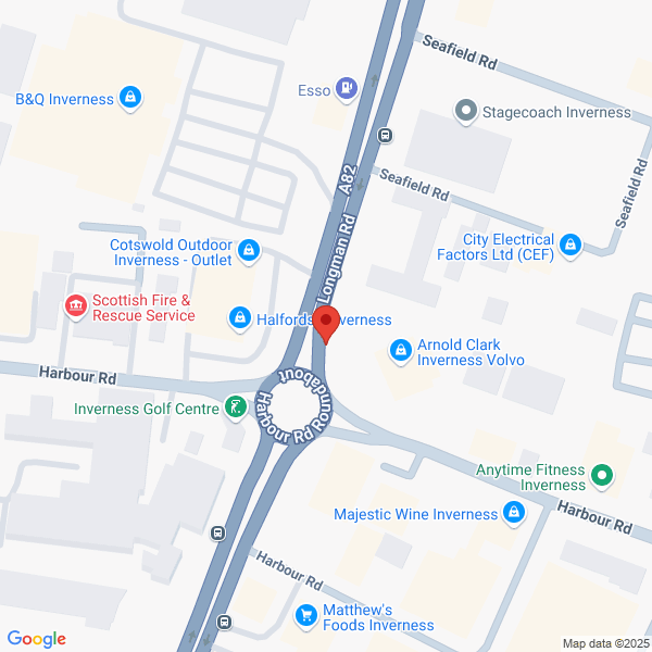 Map of Arnold Clark Inverness located in 34 Longman Road INVERNESS, IV1 1RY
