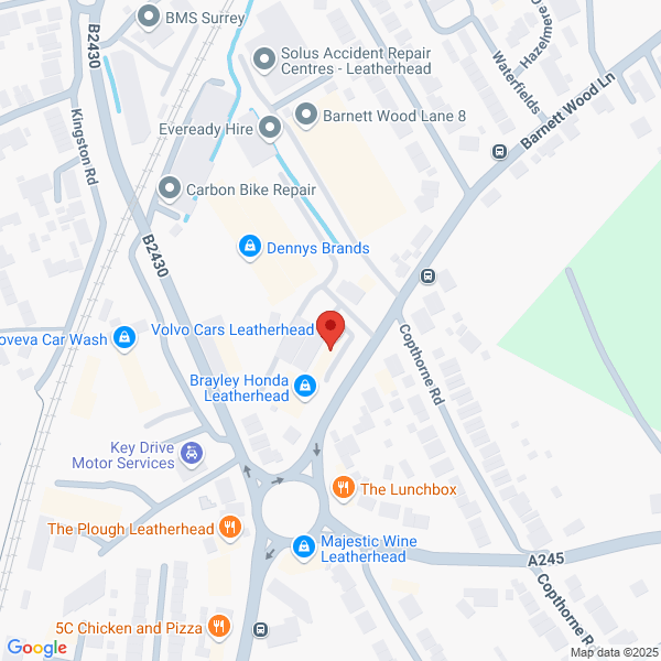 Map of Volvo Cars Leatherhead located in 7 Barnett Wood Lane LEATHERHEAD, KT22 7DL