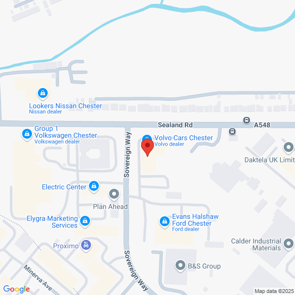 Map of Volvo Cars Chester located in Sovereign Way, Sealand Road CHESTER, CH1 4PH