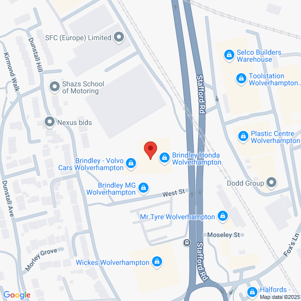 Map of Brindley Wolverhampton located in West Street
 Stafford Road WOLVERHAMPTON, WV10 6HT