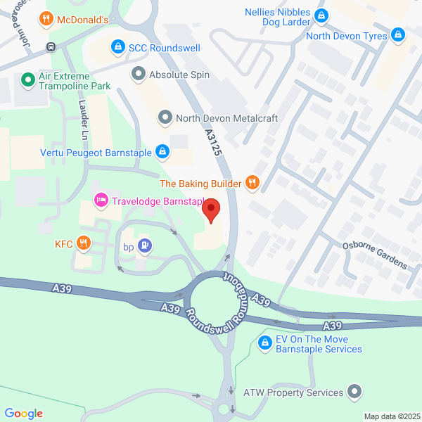 Map of Vertu Volvo Barnstaple located in Lauder Lane
 Roundswell Business Park BARNSTAPLE, EX31 3TH