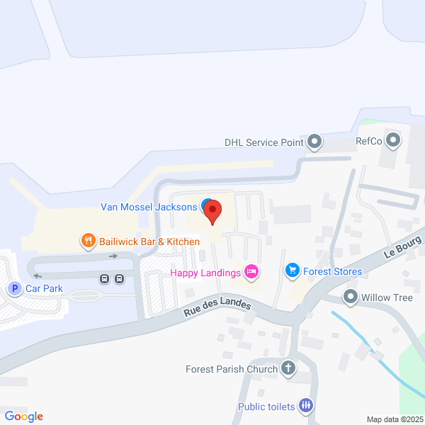 Map of Van Mossel Jacksons Guernsey located in La Grande Rue
 St Martin Guernsey, GY4 6RU