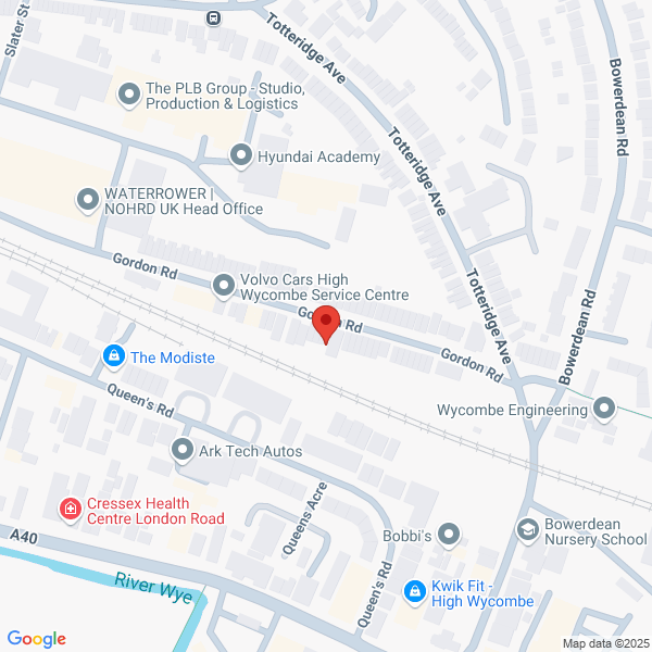 Map of Volvo Cars High Wycombe located in Gordon Road HIGH WYCOMBE, HP13 6ER