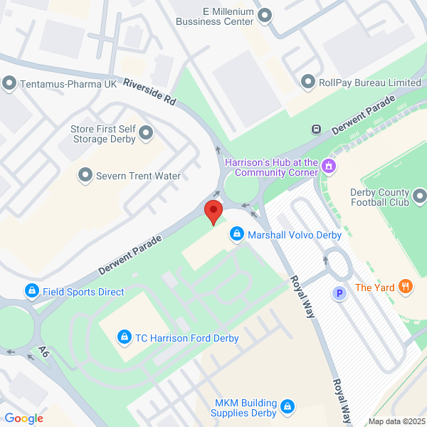 Map of Marshall Derby located in Stadium View DERBY, DE24 8JG