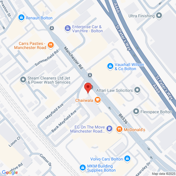Map of Volvo Cars Bolton located in Volvo Cars Bolton
 Meridian Business Park BOLTON, BL3 2PQ