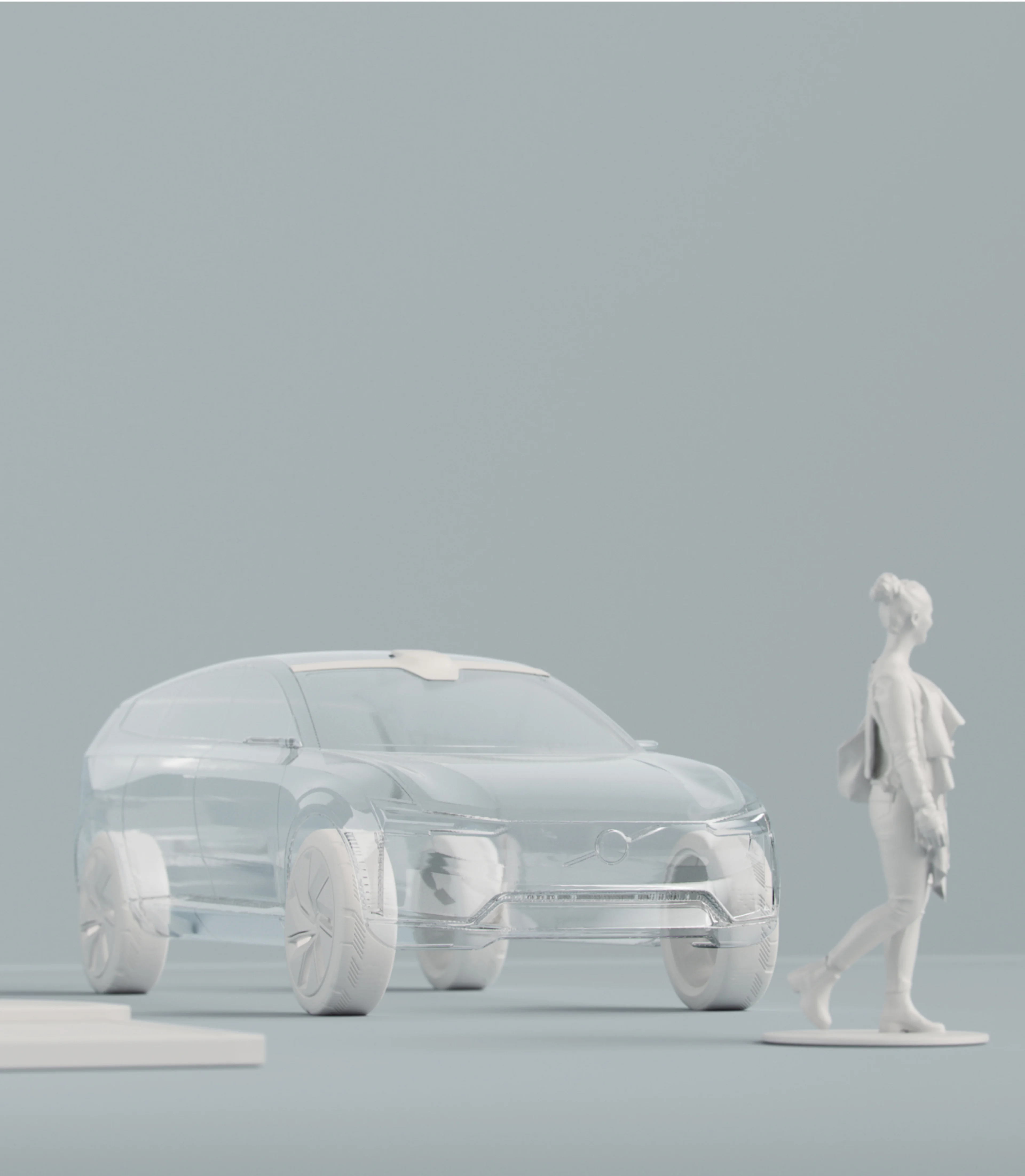 汽車輪廓、人物和其他物體的數位效果圖。