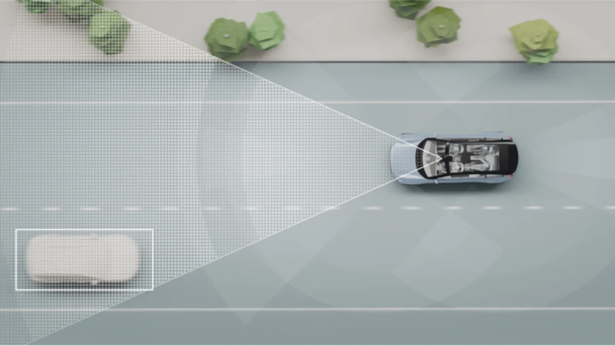 Skaitmeninis dviejų automobilių kelyje atvaizdavimas.