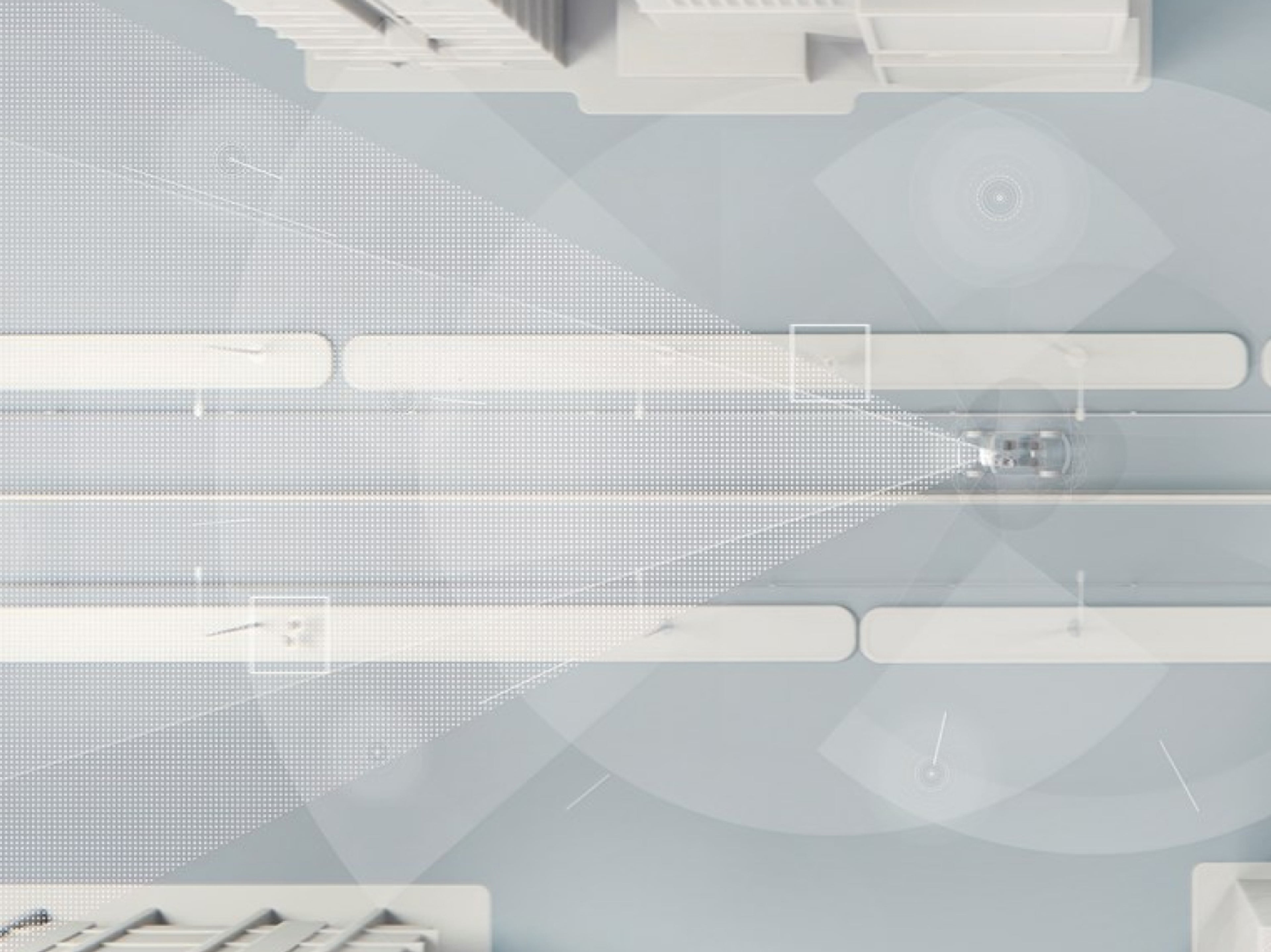 Render digital objek pada permukaan biru.