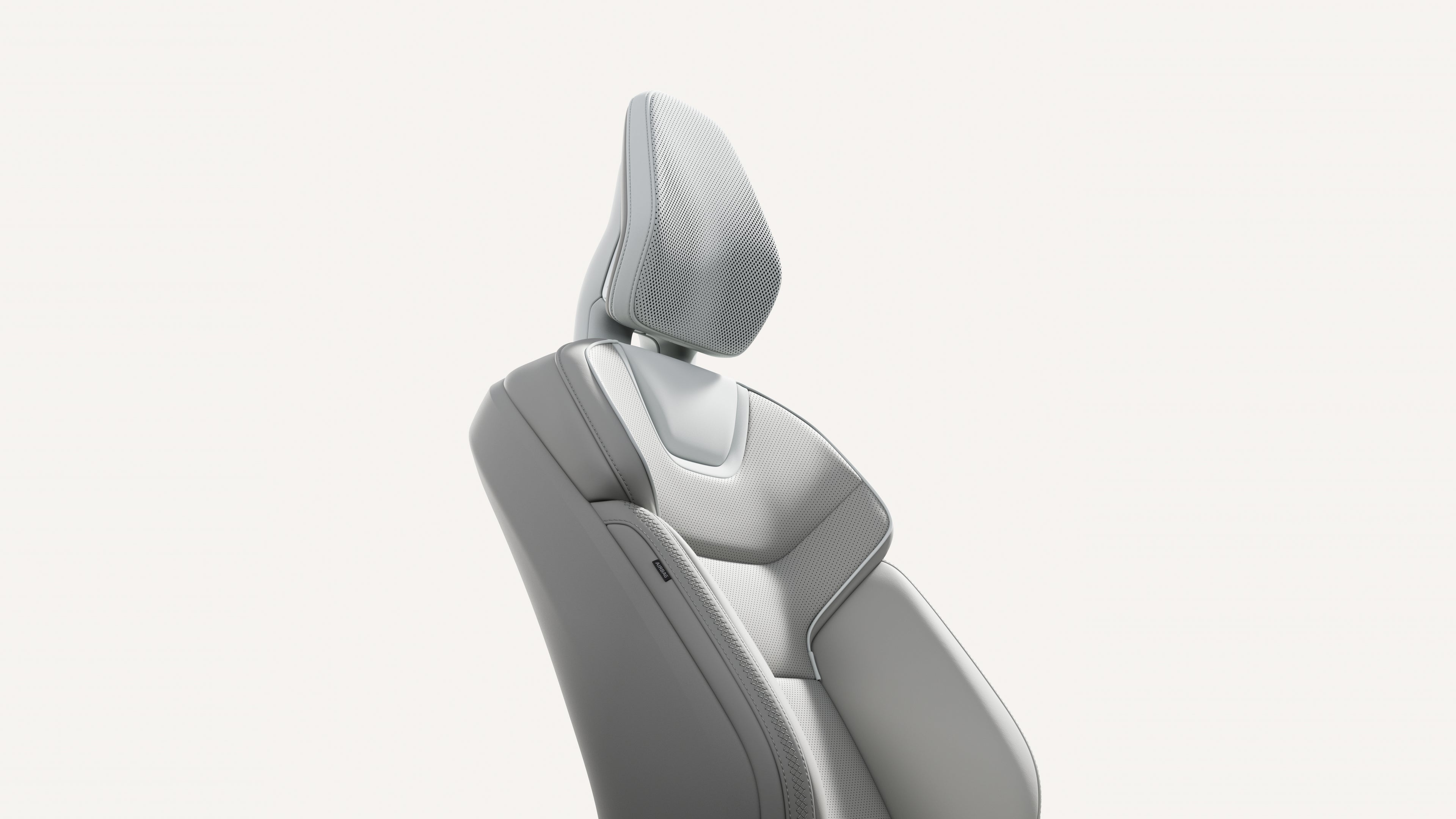 Close-up of the front seat upholstery in the Volvo ES90.