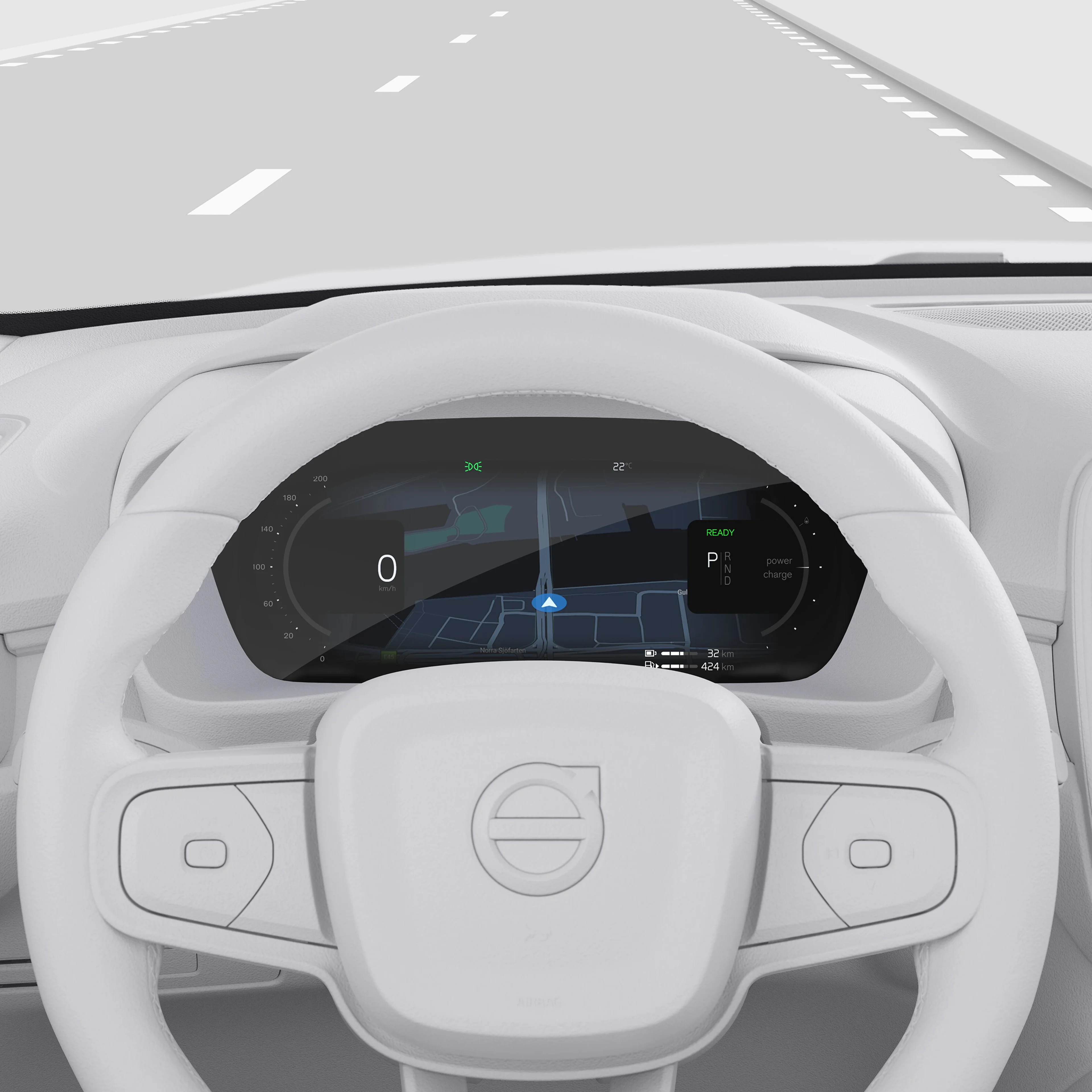 Close-up illustration of the Volvo XC40 12.3-inch center display, showcasing the home screen.