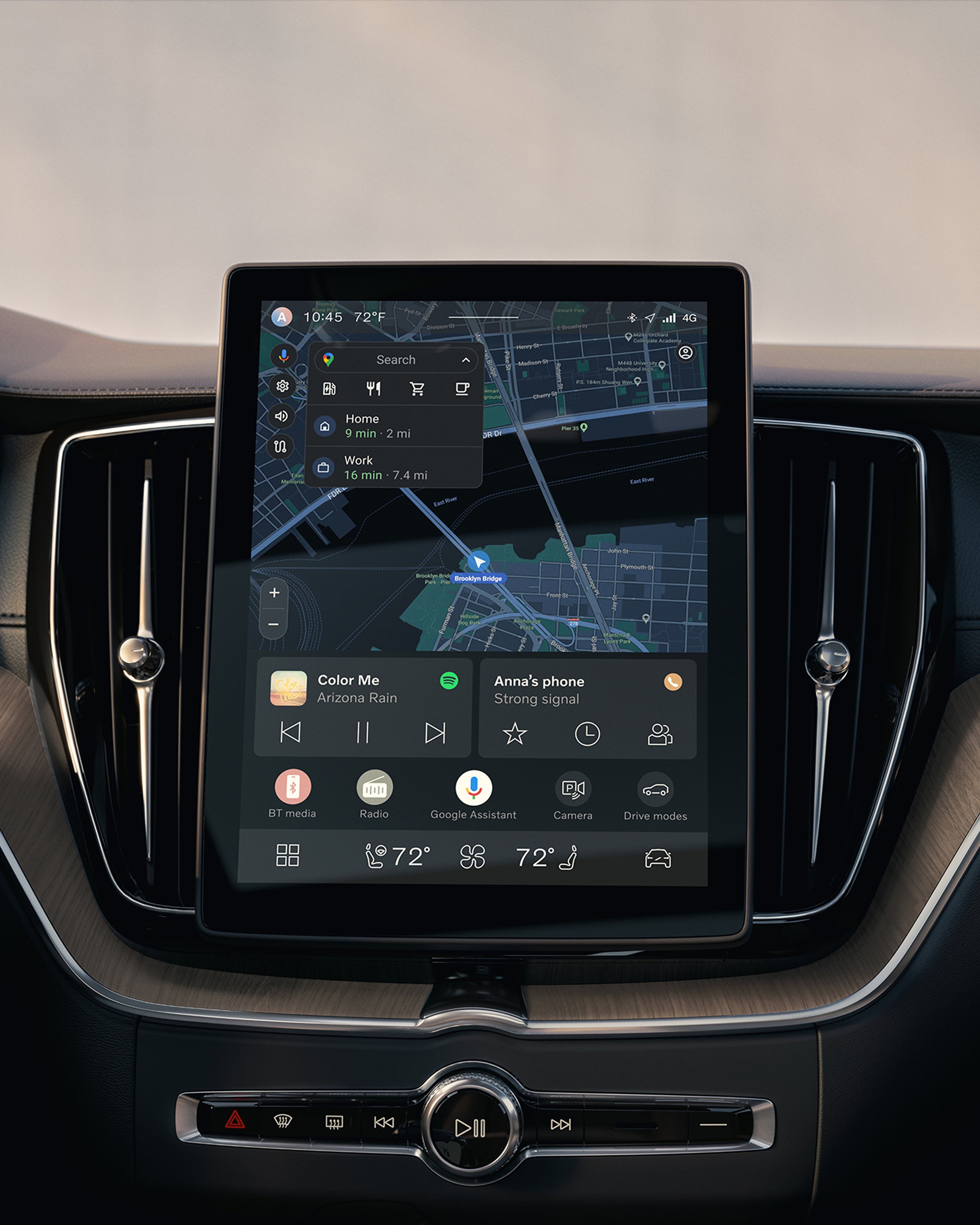 Touchscreen center display showing navigation and media controls in the Volvo XC60.