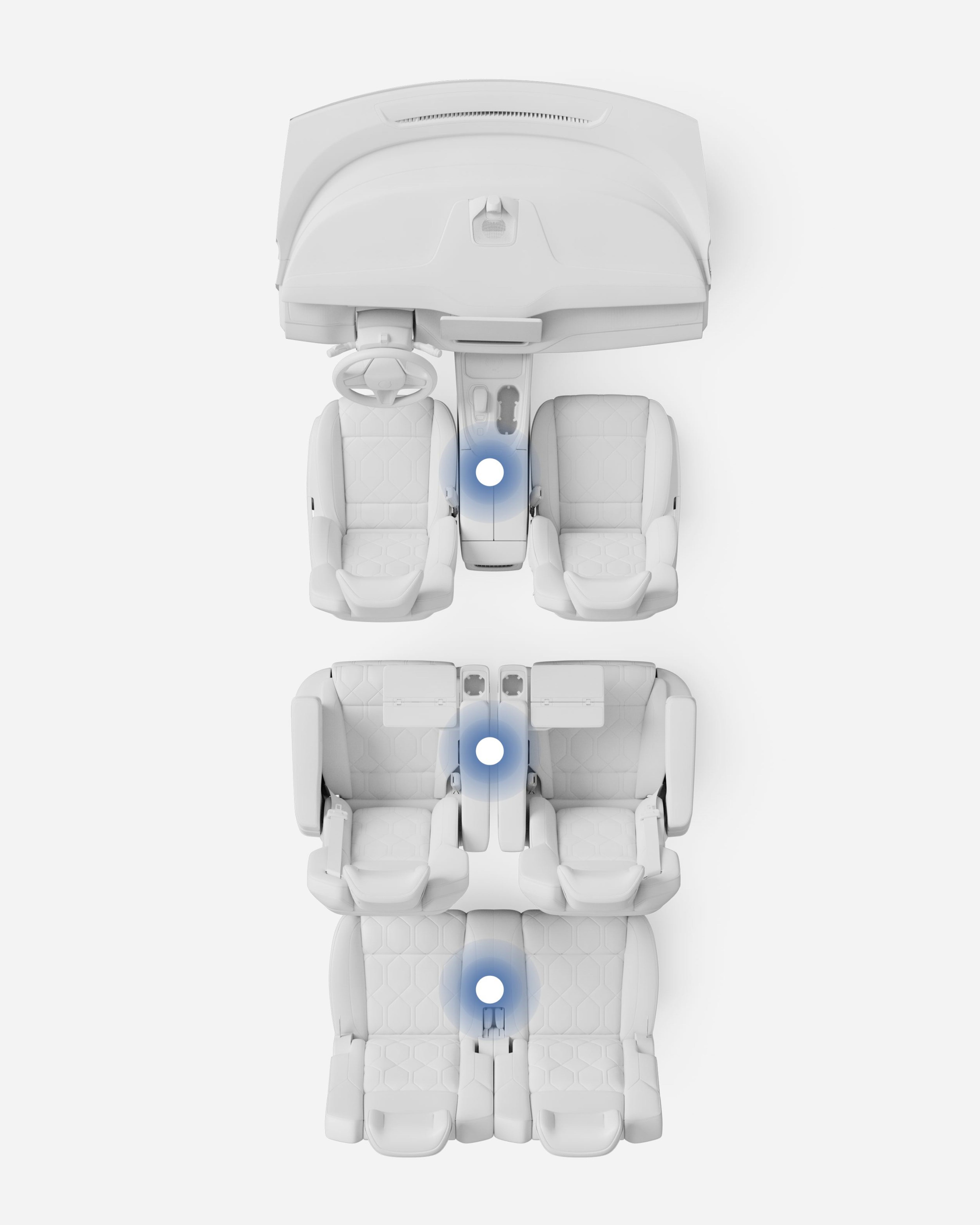 Image of the centre console showing the advanced air purification process in operation.