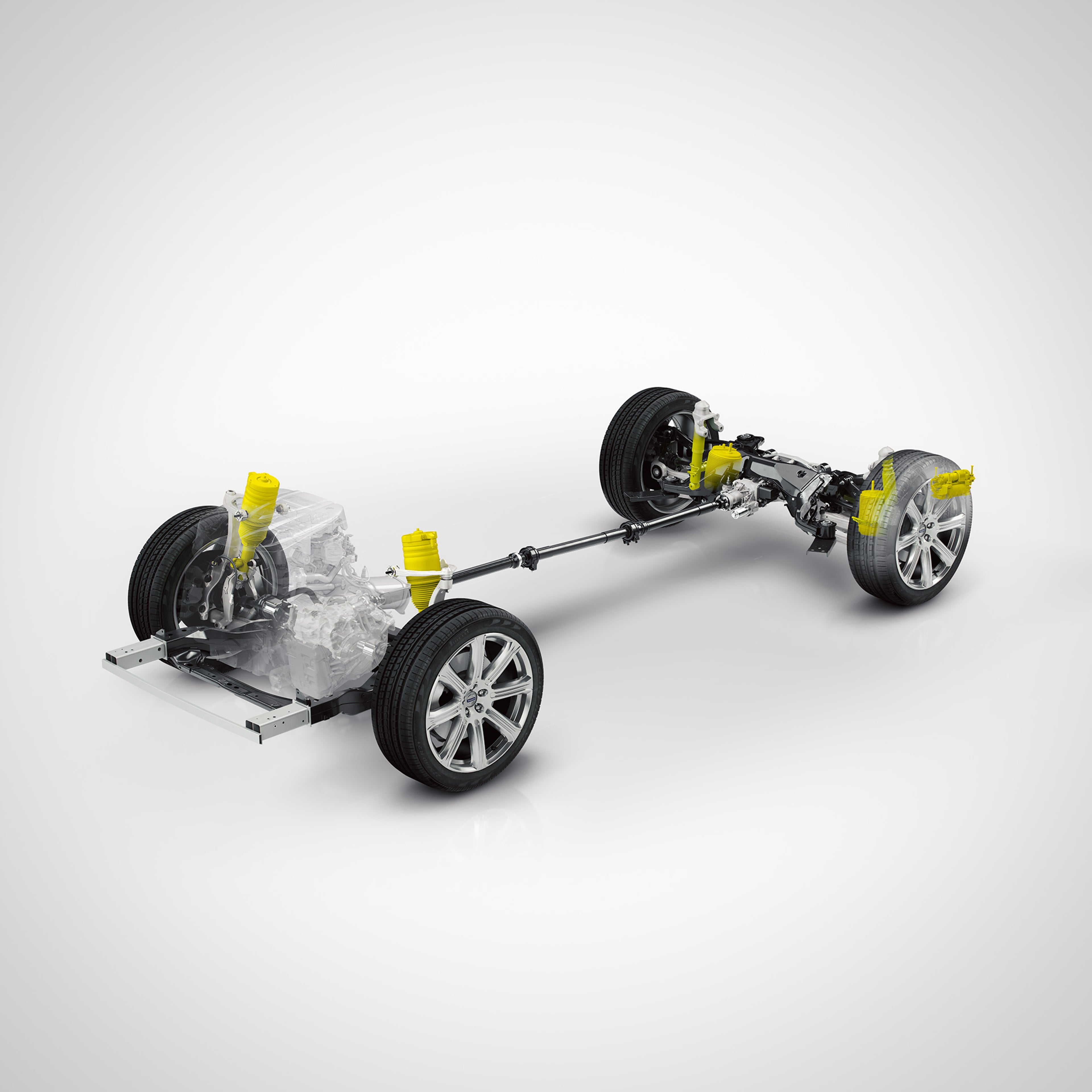 Ảnh thông số kỹ thuật của hệ thống treo khí nén và bộ giảm chấn trên xe Volvo XC60.