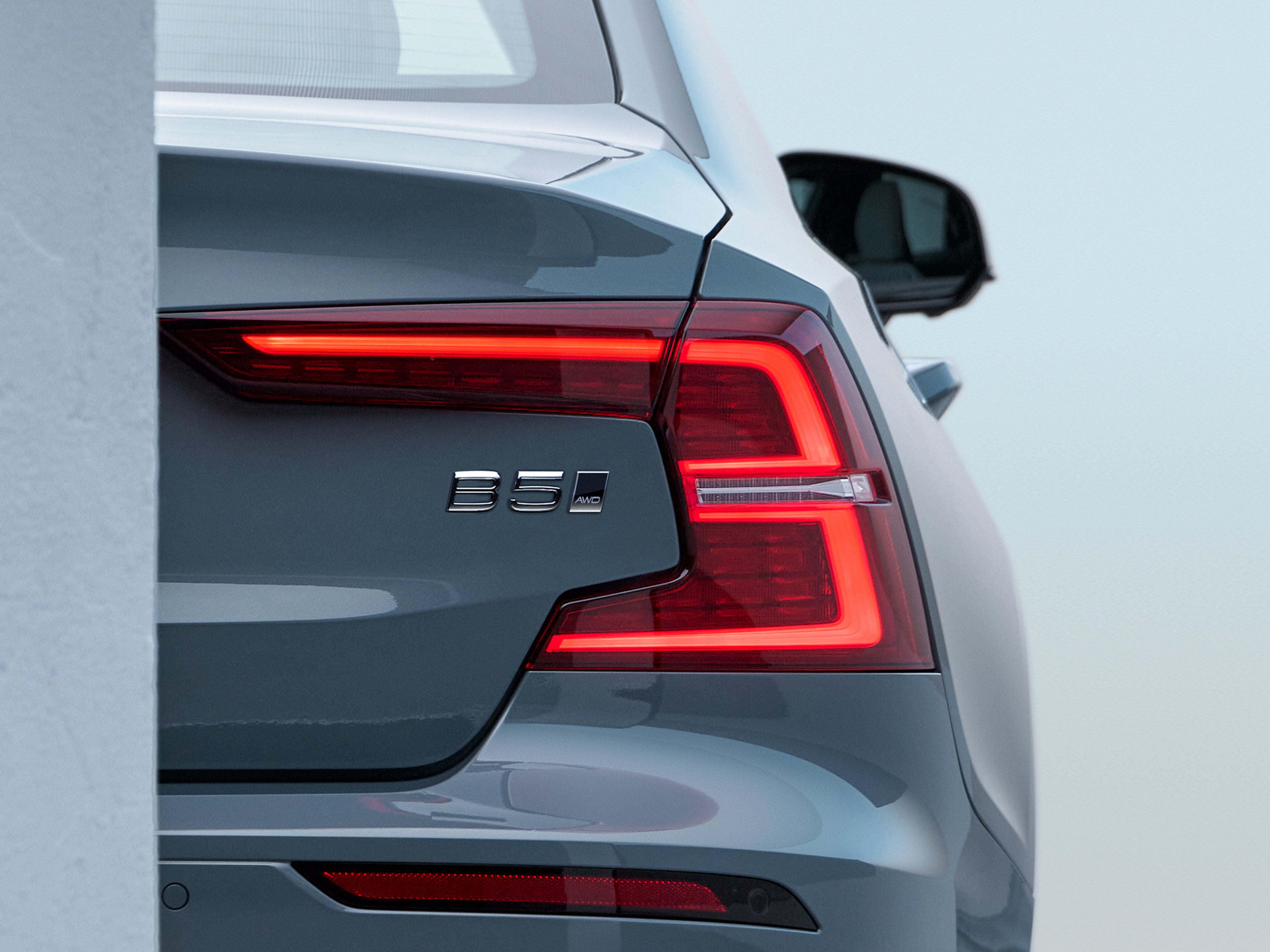 Rear view of Volvo S60 sedan with full LED rear lamps.