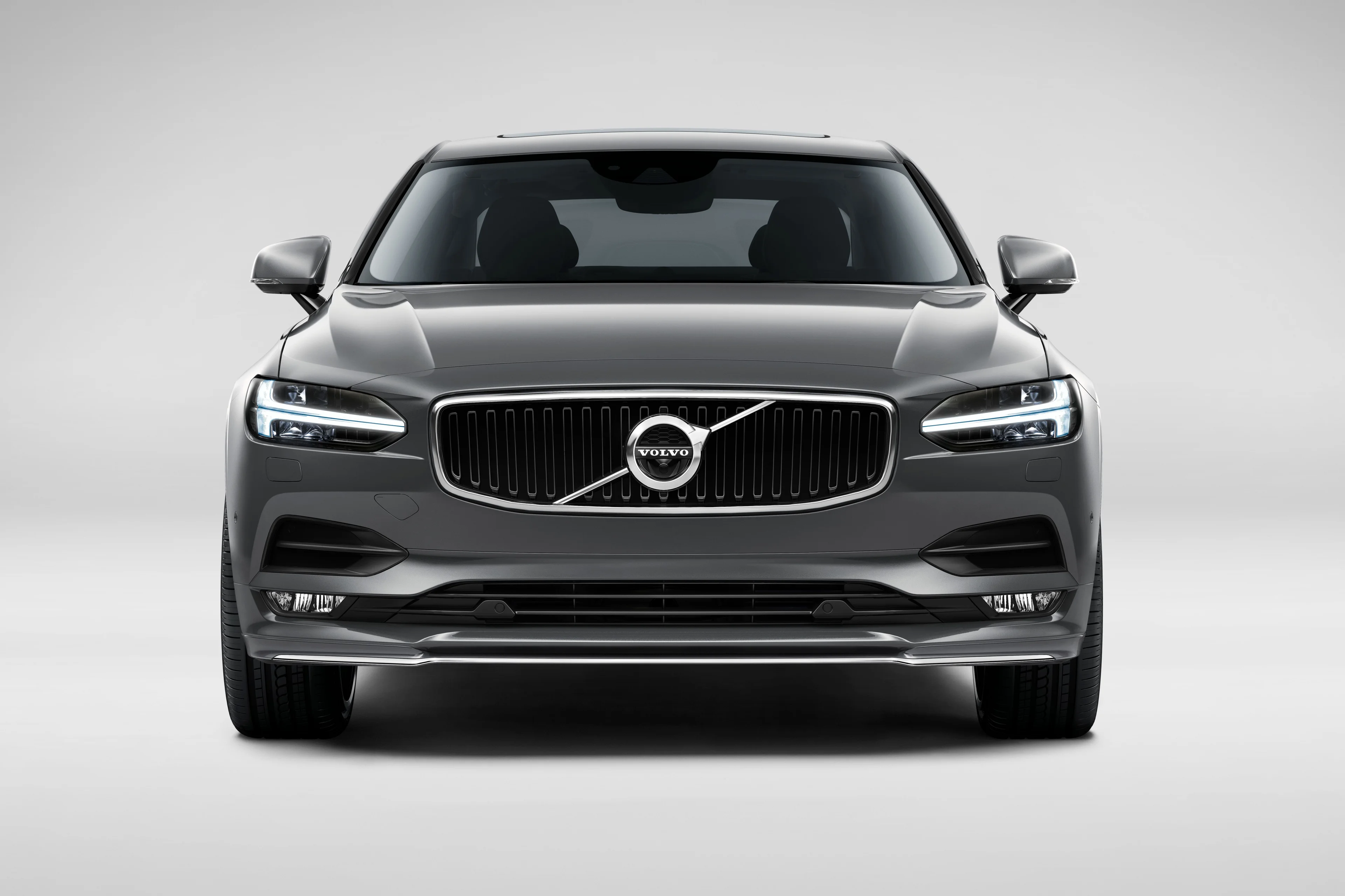 The front of a Volvo S90.