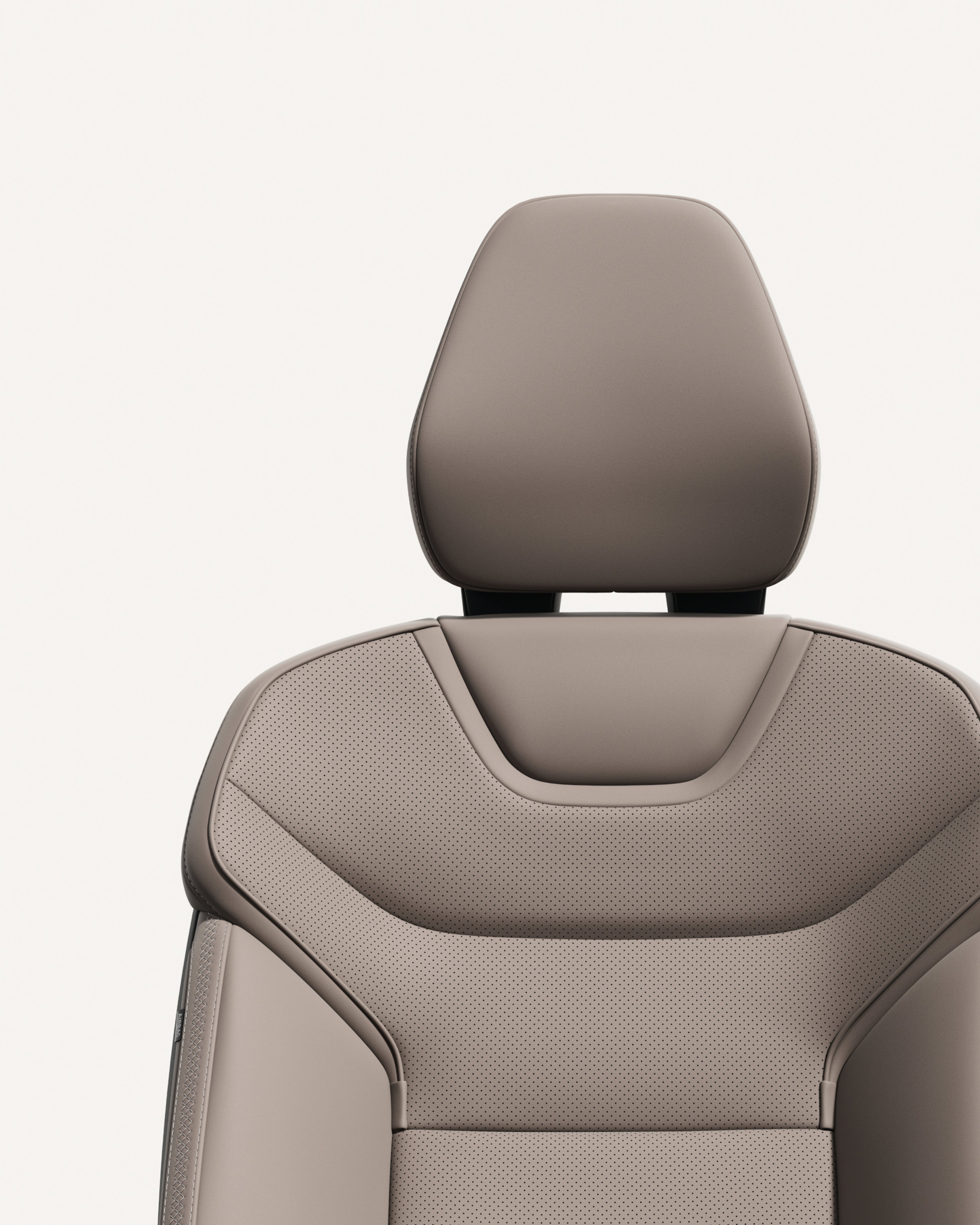 Volvo ES90-sæde med ergonomisk design og slanke konturer.