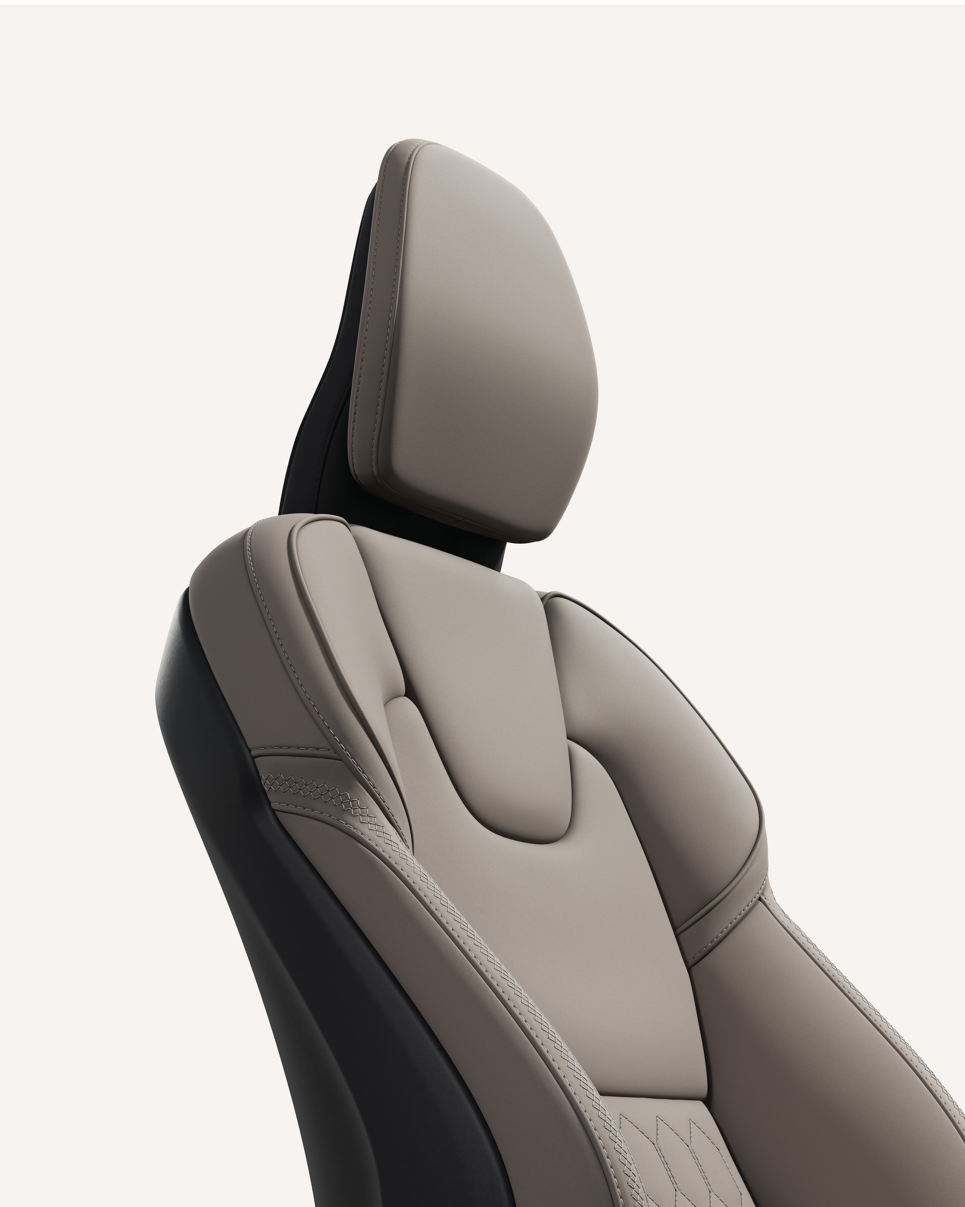 Close-up of the front seat upholstery in the Volvo XC90