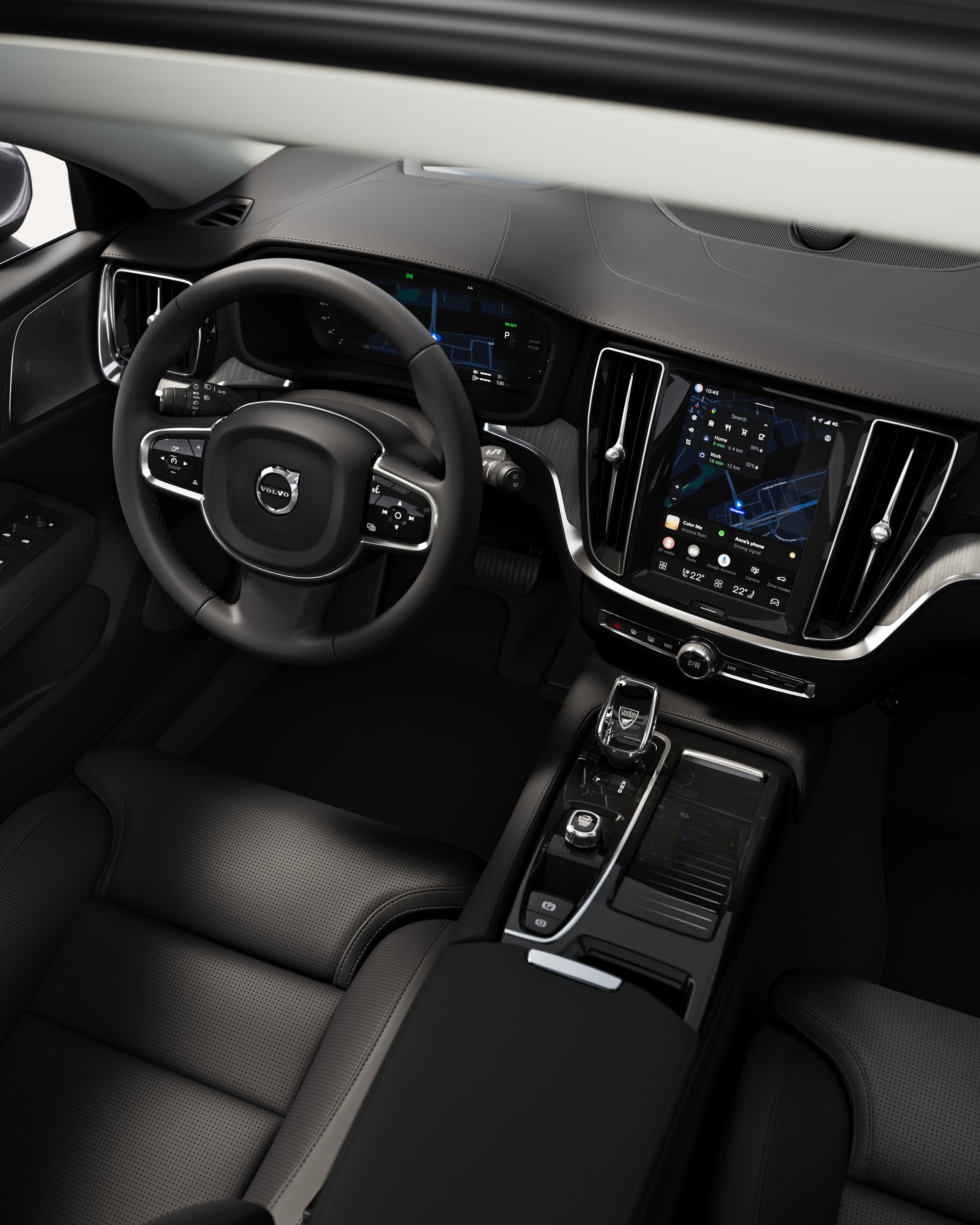 Visão geral do interior da Volvo V60 híbrida plug-in