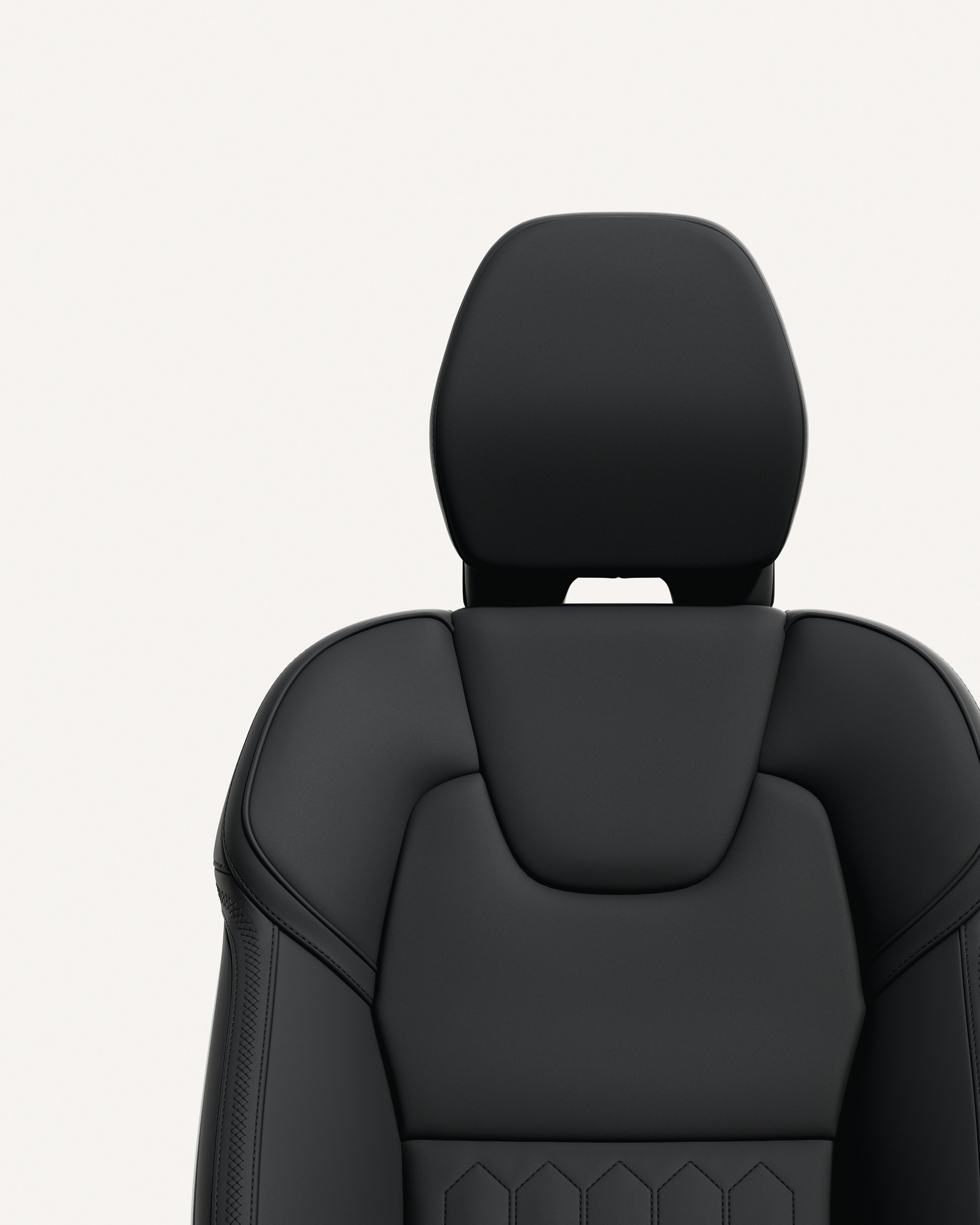 Close-up of the front seat upholstery Charcoal in the Volvo XC90