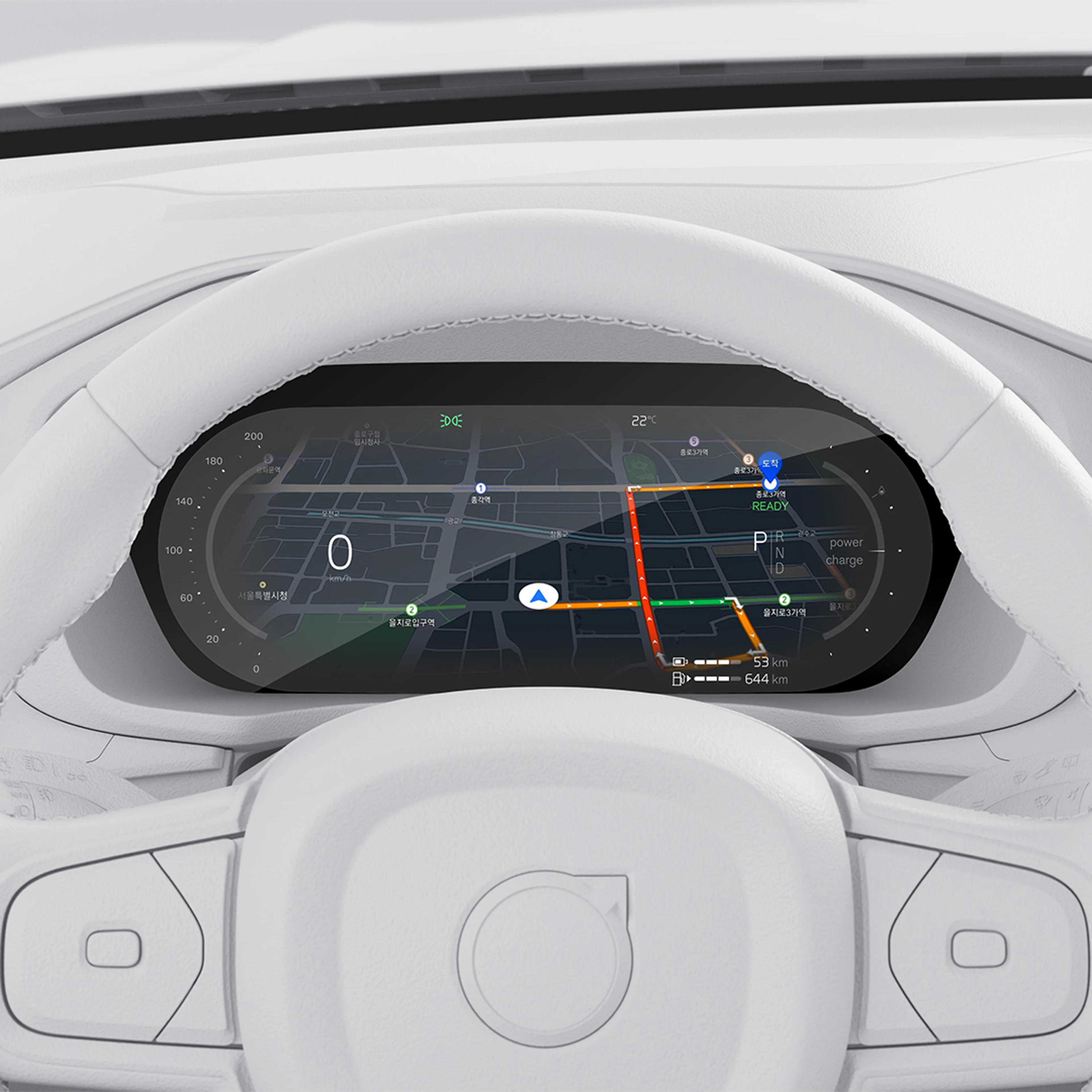 Volvo XC60 플러그인 하이브리드의 운전자 디스플레이 클로즈업