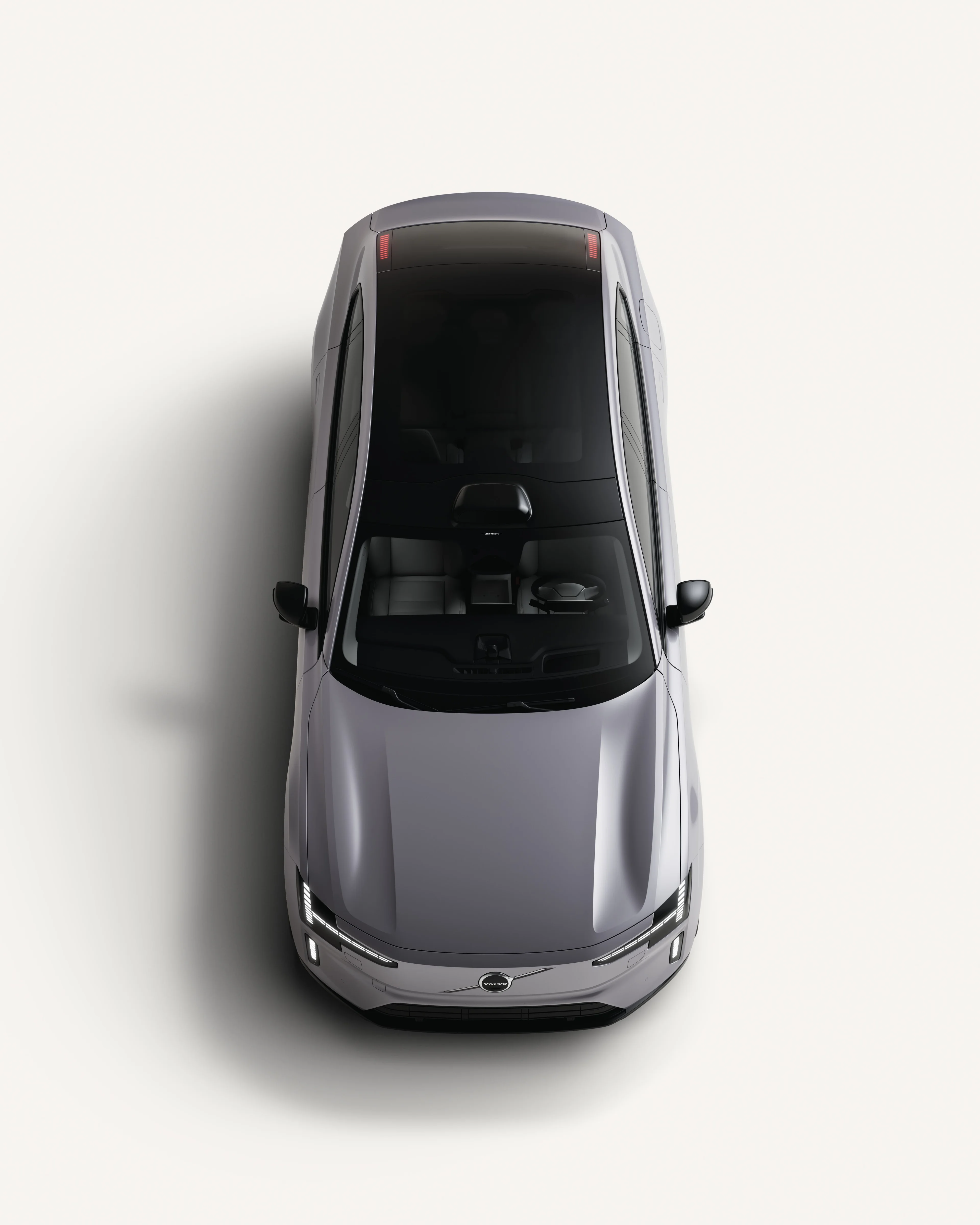 Vista cenital del Volvo ES90 mostrando su techo panorámico.