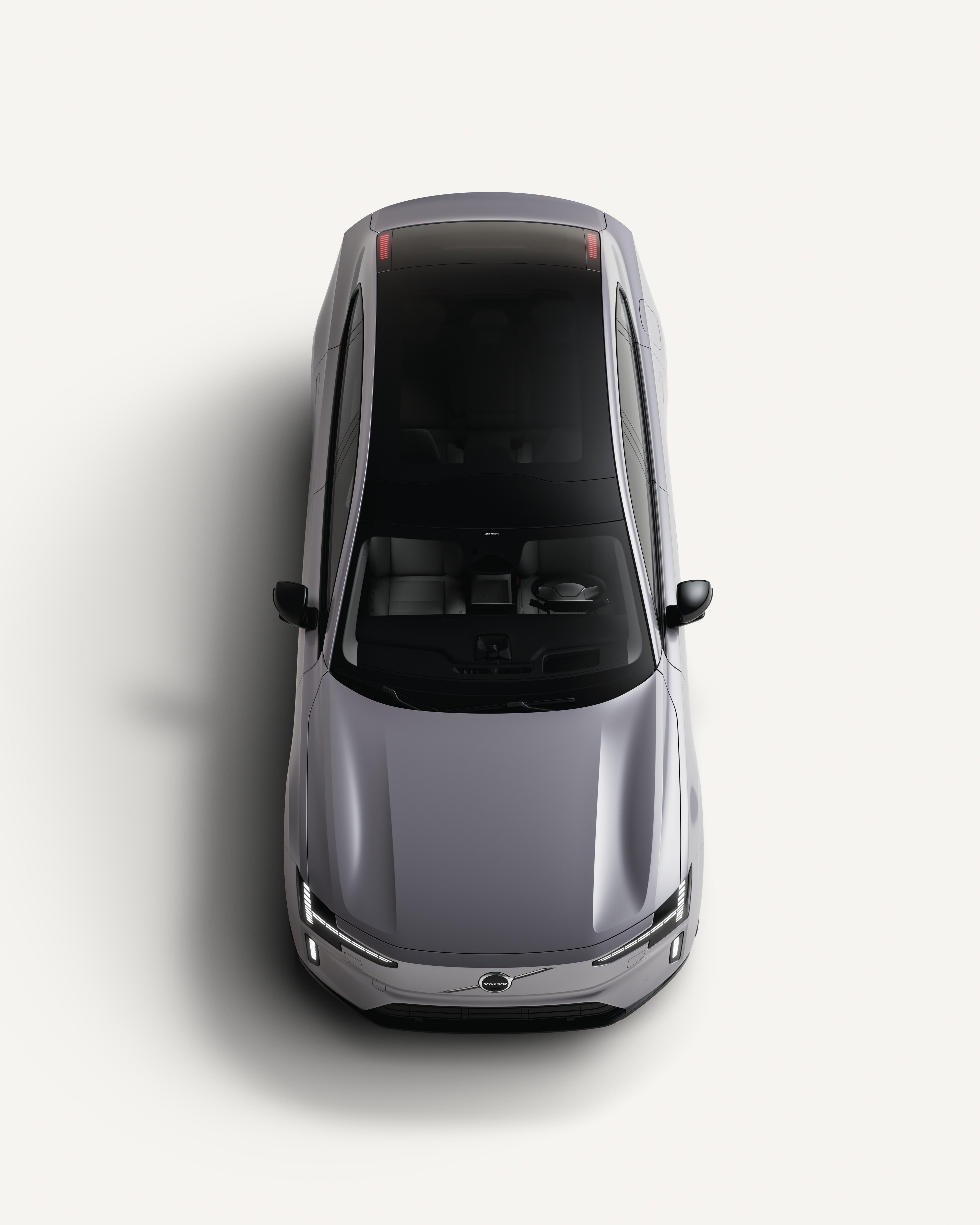 Κάτοψη του Volvo ES90 με την πανοραμική οροφή του.