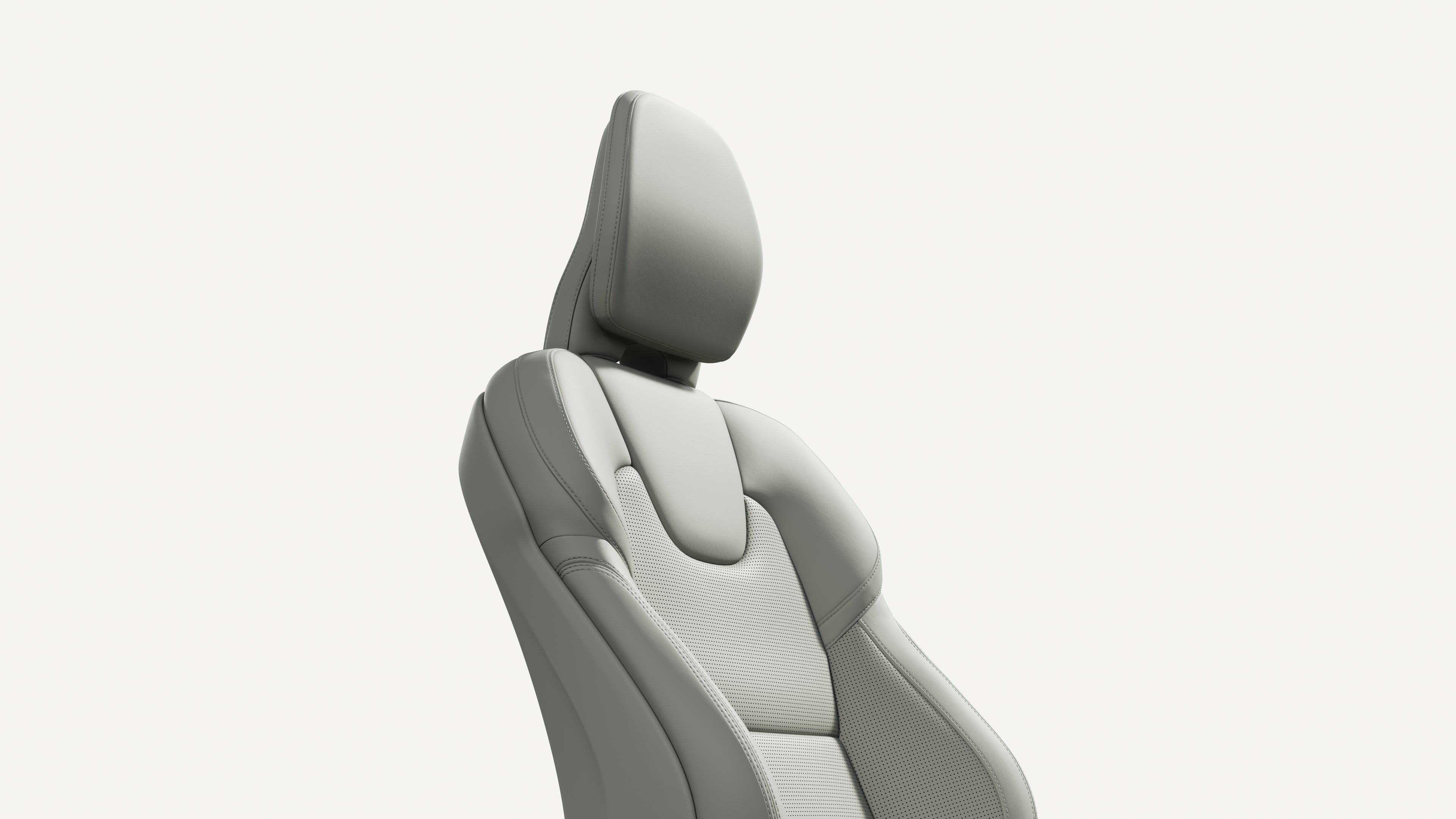 Close-up of the front seat upholstery in the Volvo S90.
