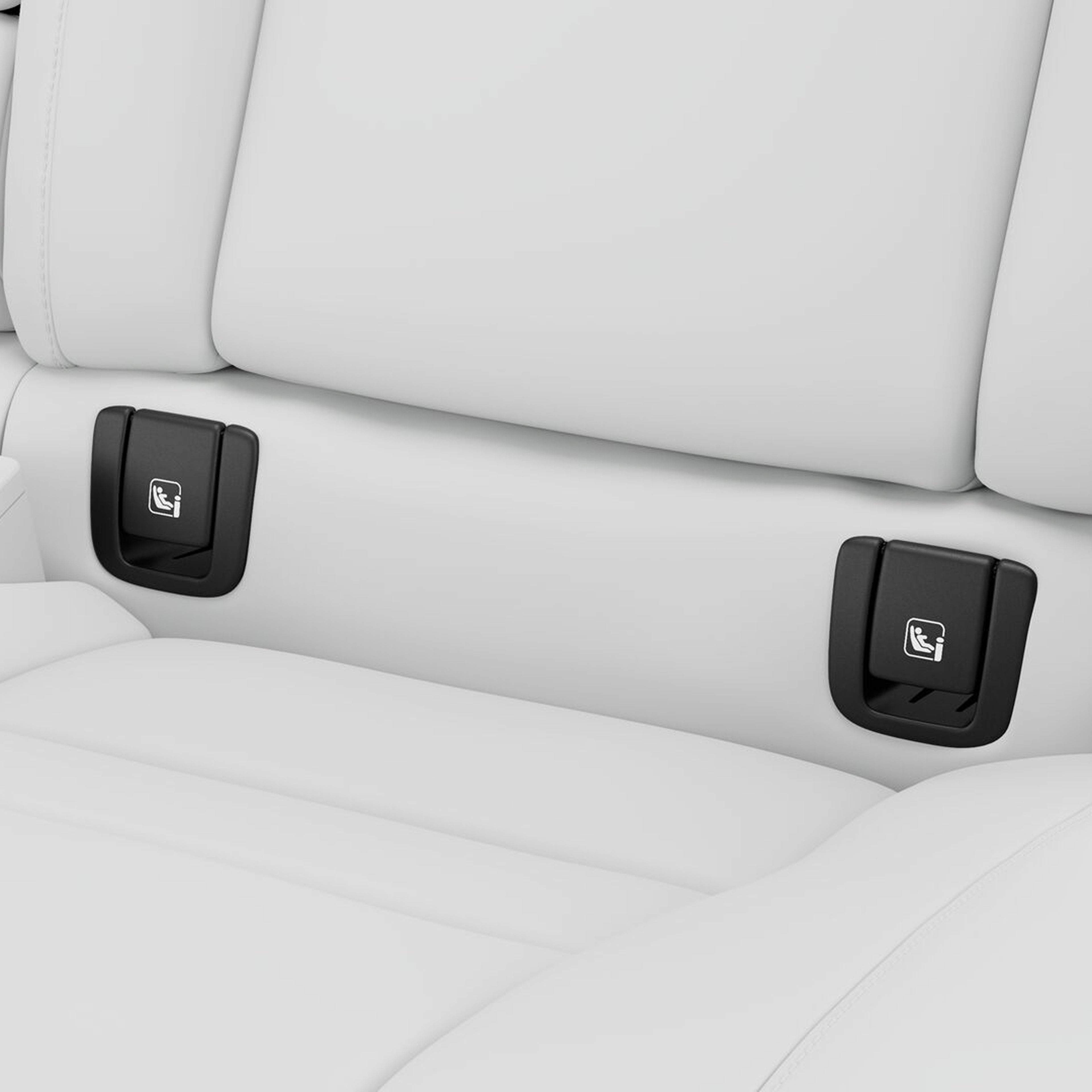 Volvo V60の後部座席のISO固定ポイントのクローズアップ図。