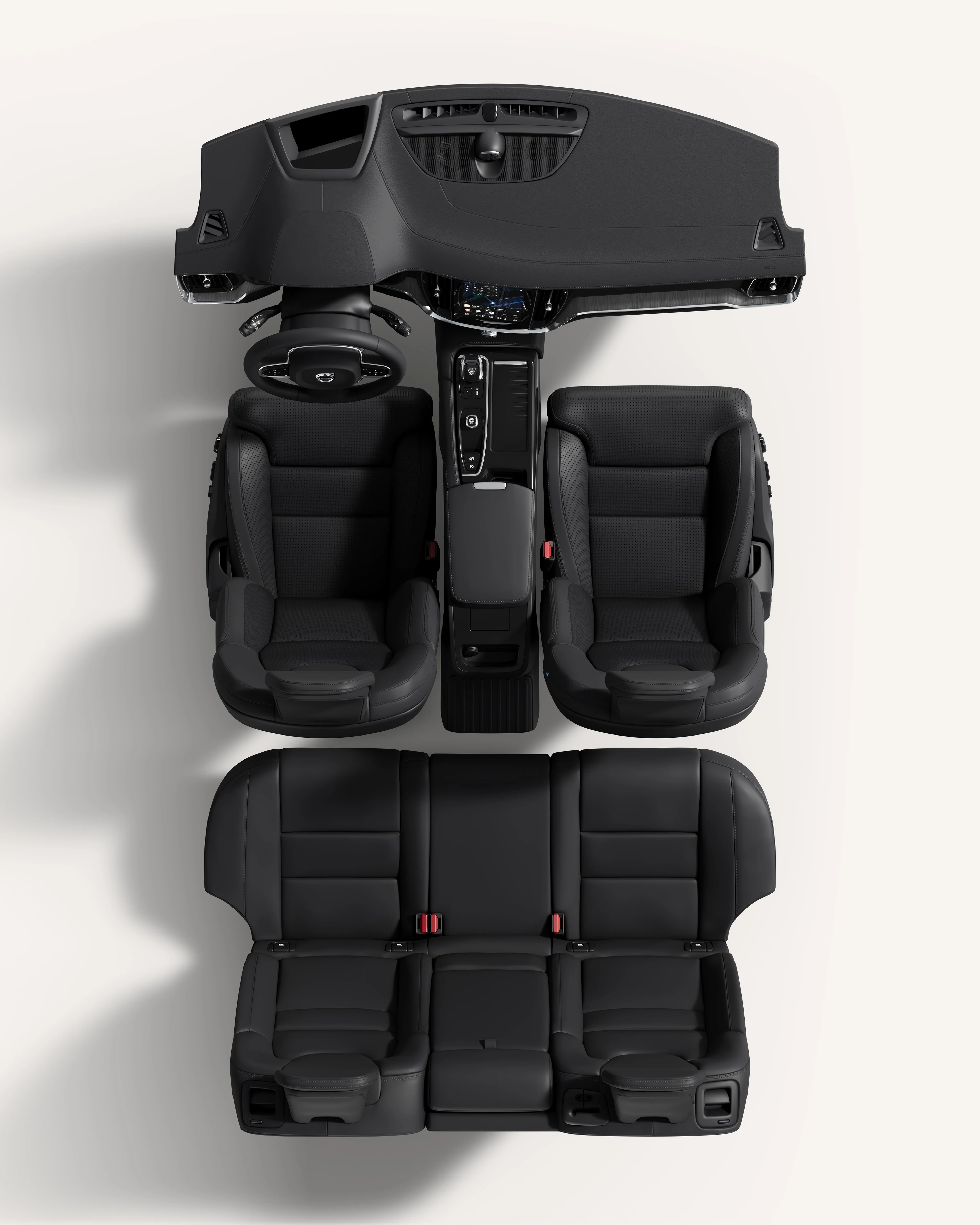 Top-down view of the Volvo V60 interior, showcasing seats and central console.