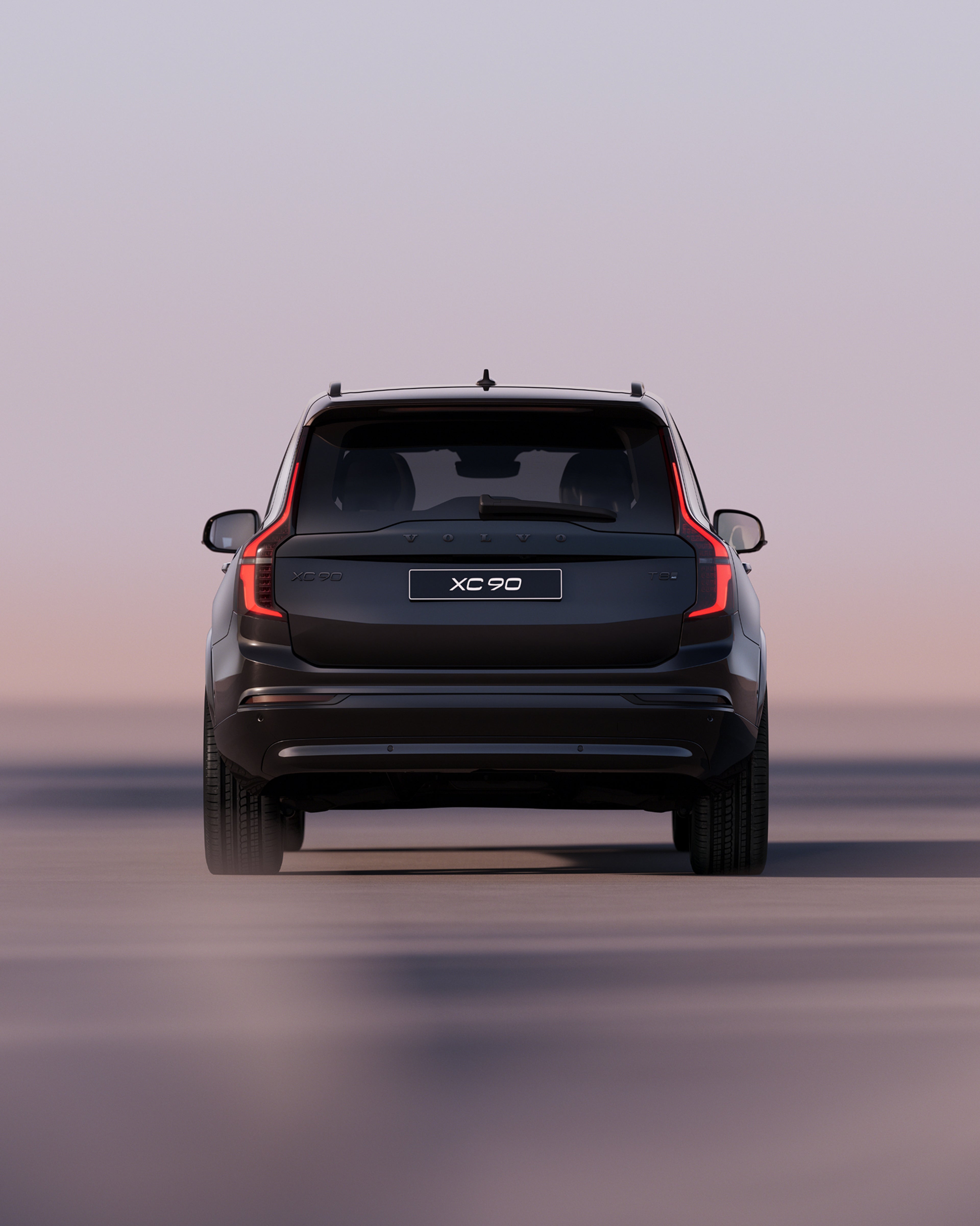 Achteraanzicht van de XC90 Plug-in hybrid Black Edition