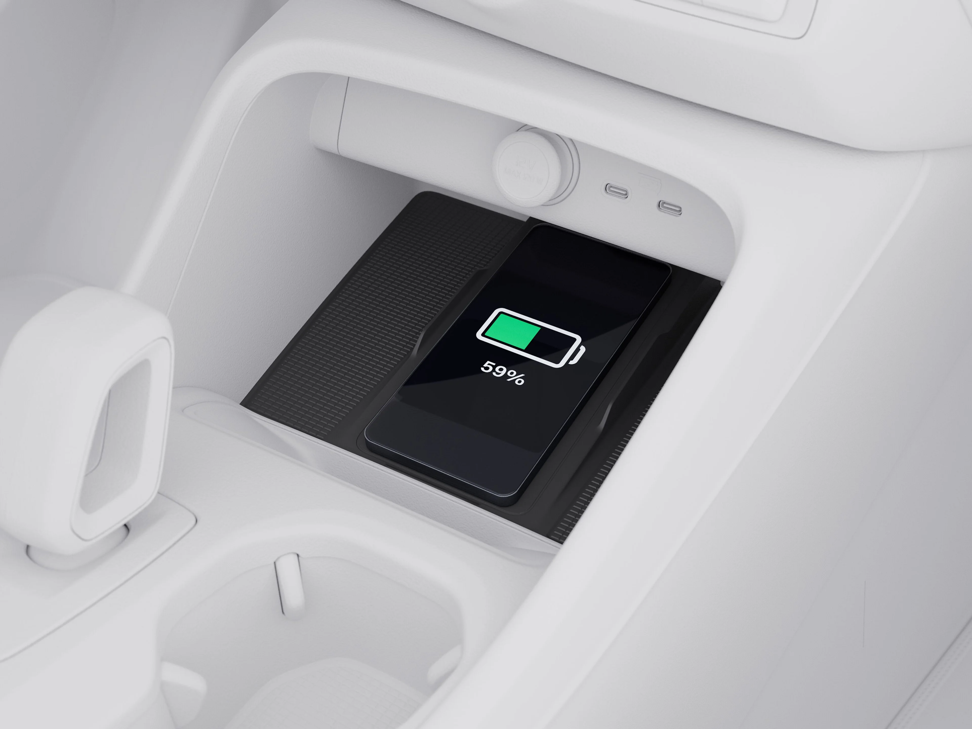 Top view illustration highlighting the charging points in an EC40.