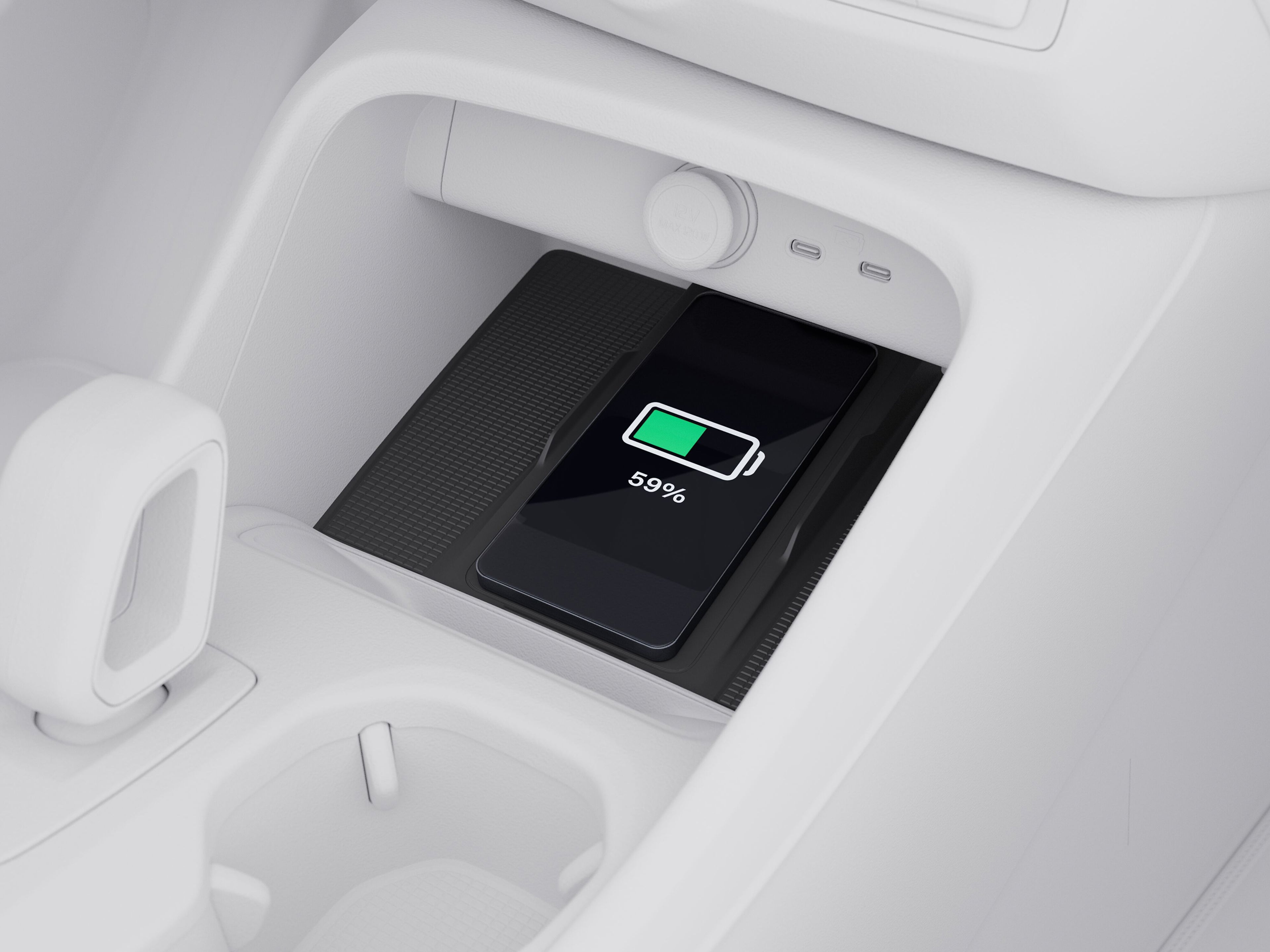 Illustrasjon ovenfra som fremhever ladepunktene i en EC40.