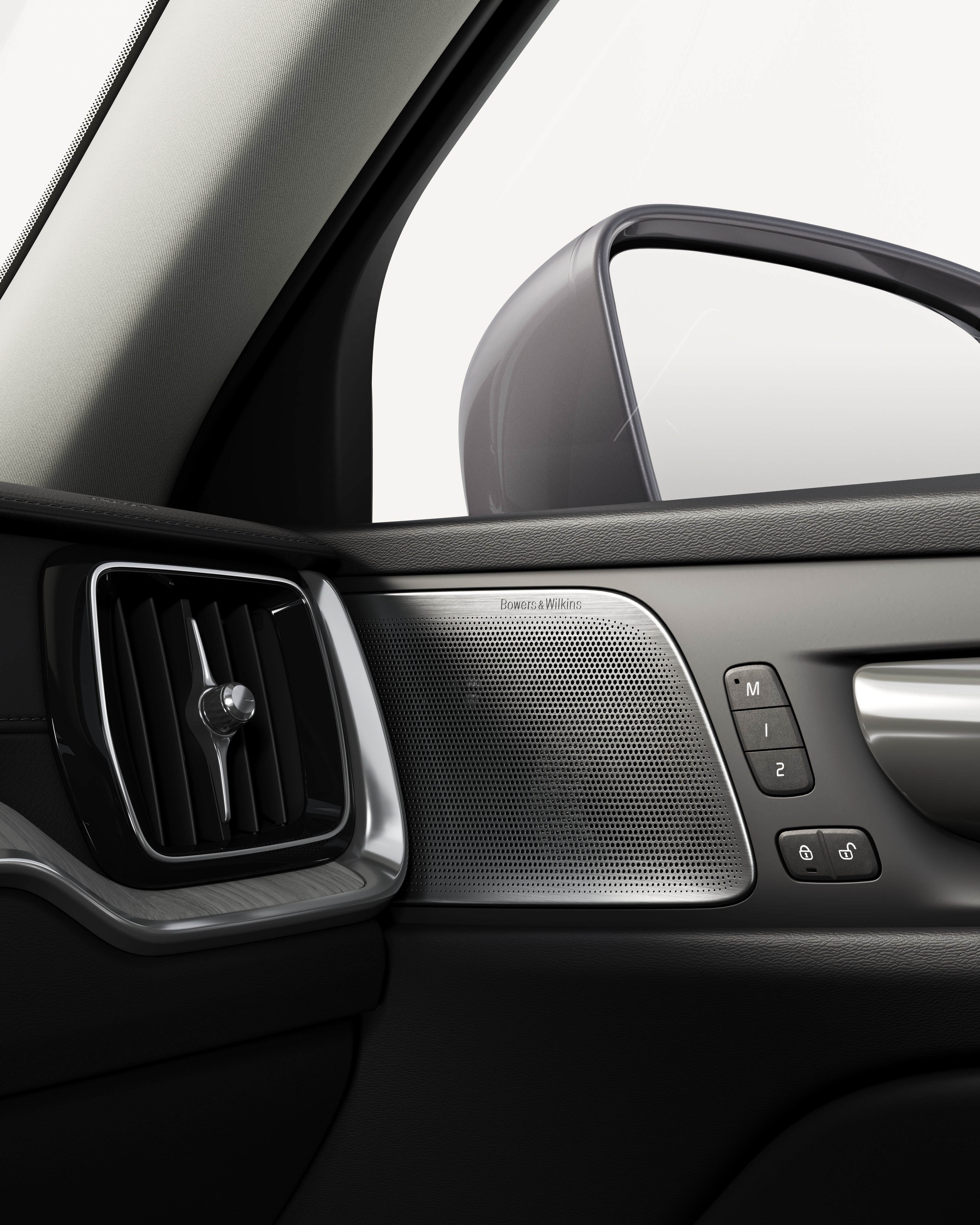 Volvo V60 Bowers & Wilkinsのスピーカーのクローズアップ