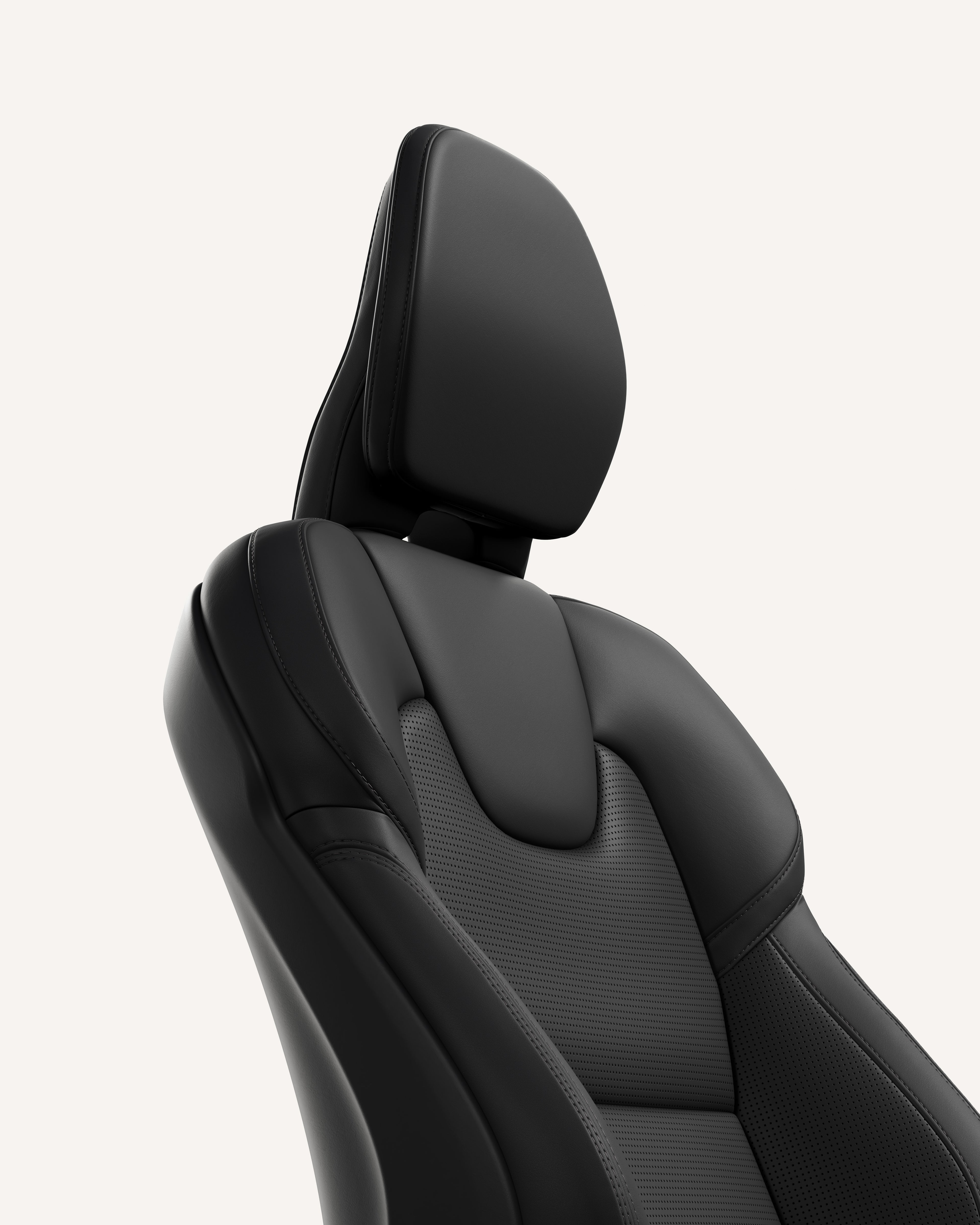 Close-up van de bekleding van de voorstoelen in de Volvo V60