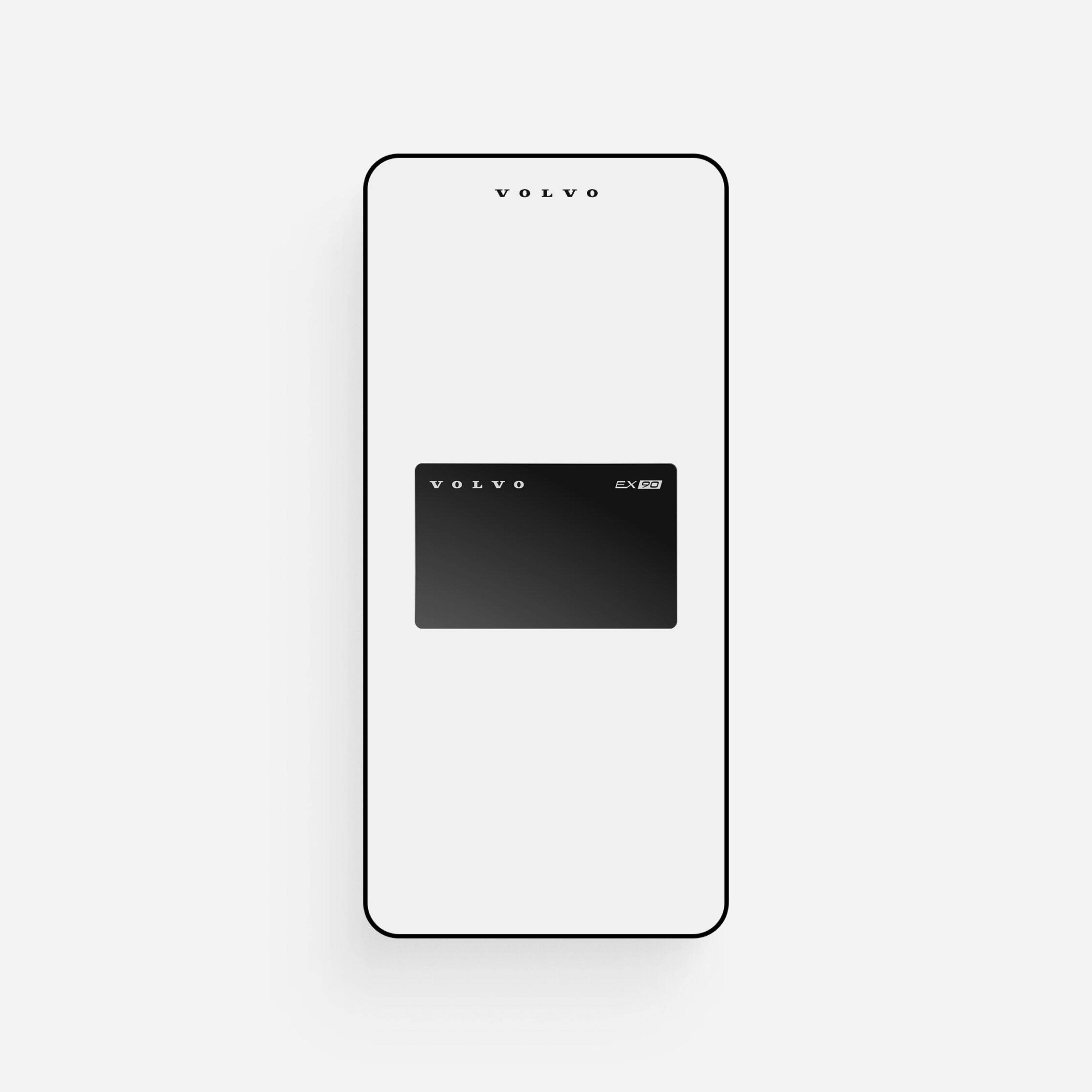 A front-on image of a smartphone displaying the digital key feature within the Volvo Cars app.