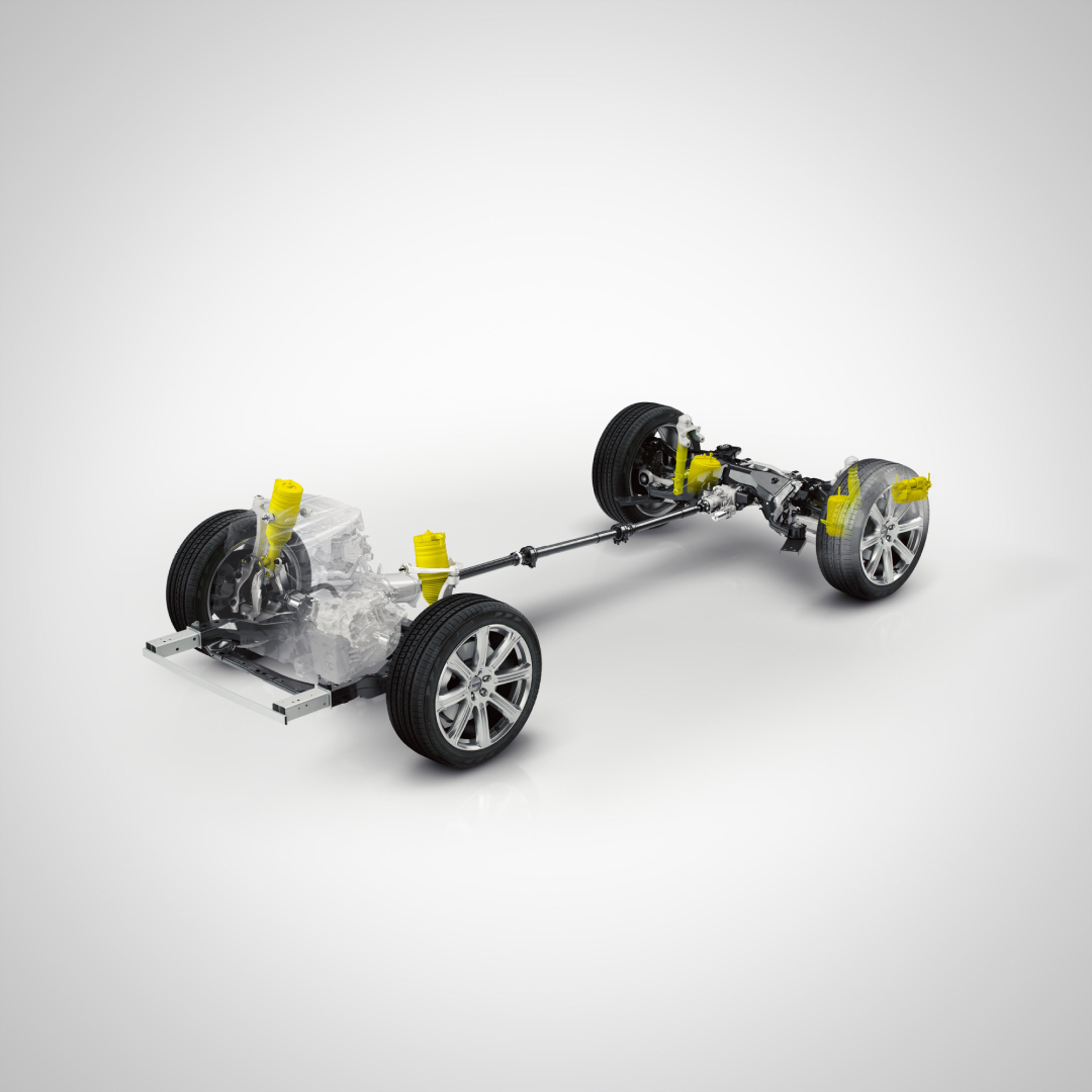 Ảnh thông số kỹ thuật của hệ thống treo khí nén và bộ giảm chấn trên xe Volvo XC60.