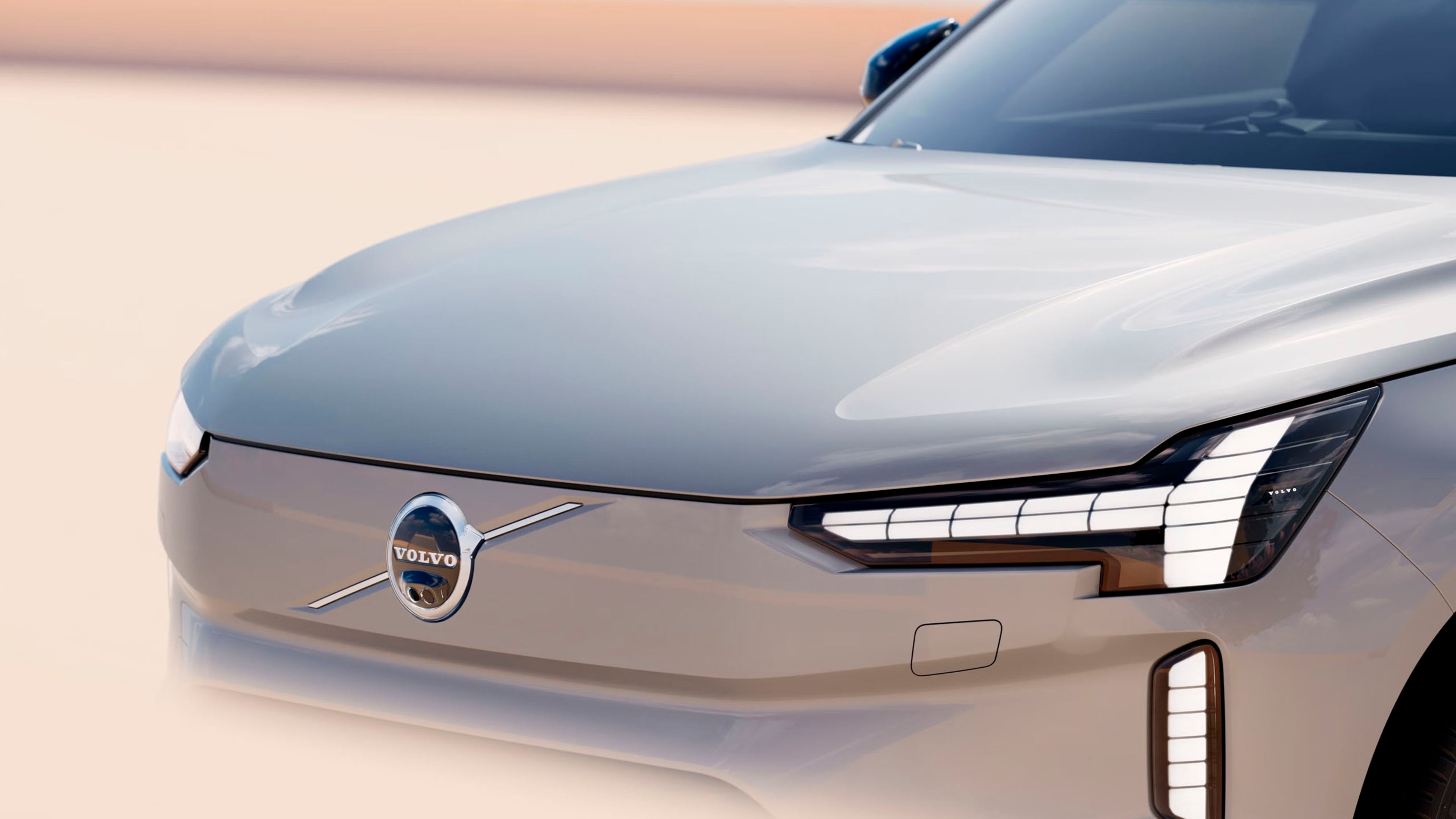 Vista de los faros LED del Volvo EX90