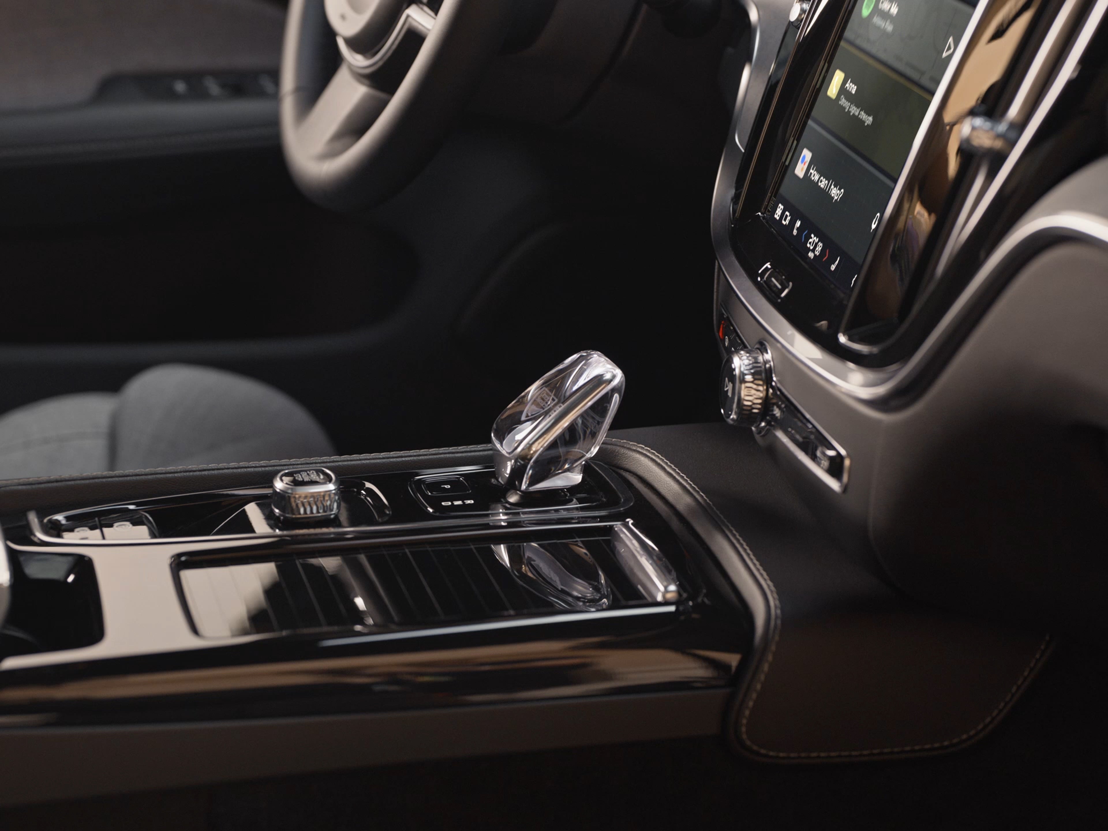 Inside a Volvo V60 Polestar Engineered, a crystal gear shifter in genuine Swedish crystal from Orrefors.