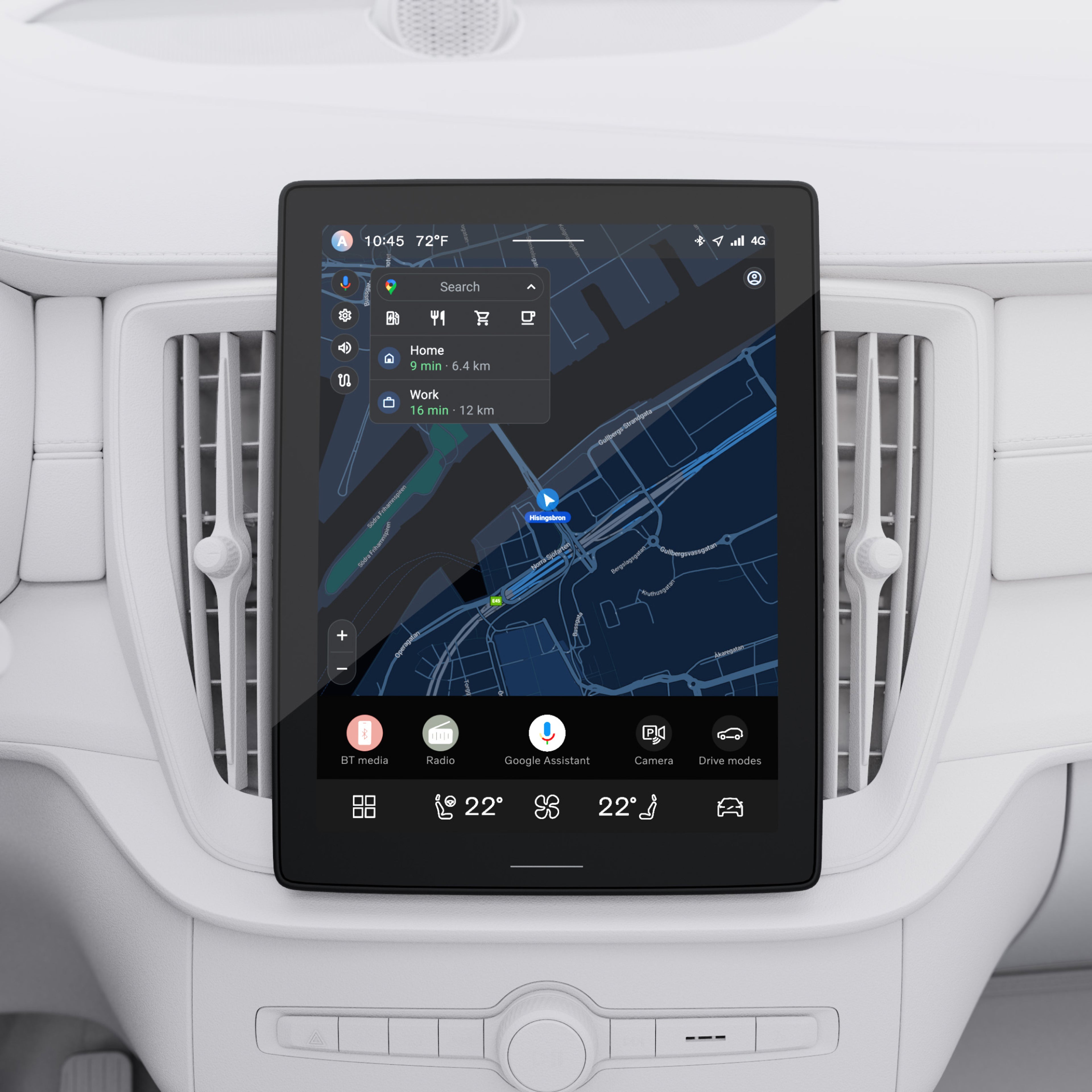 Google maps fully integrated with Volvo XC90.