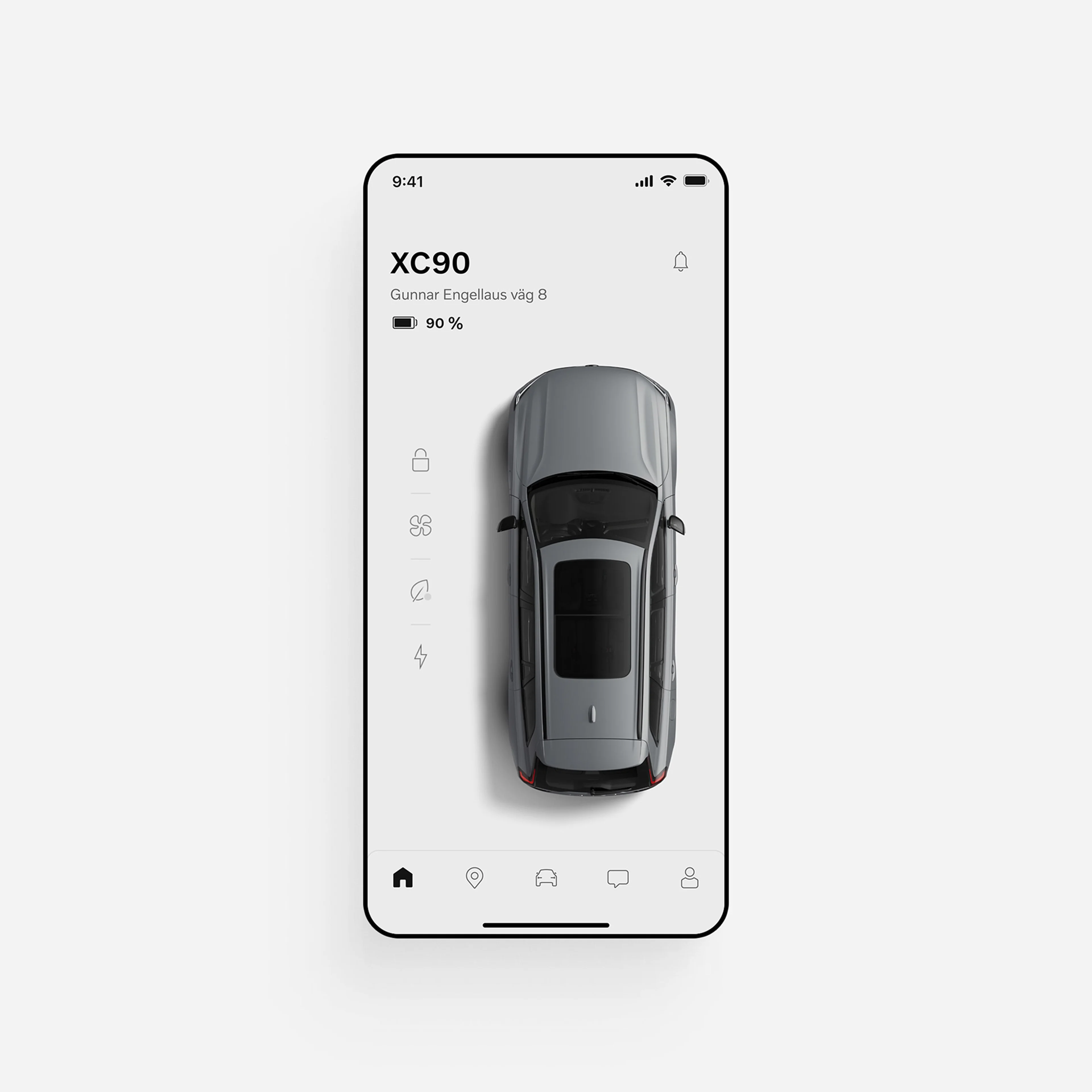 Nahaufnahme des mittleren Displays des Volvo XC90 mit Calm Mode