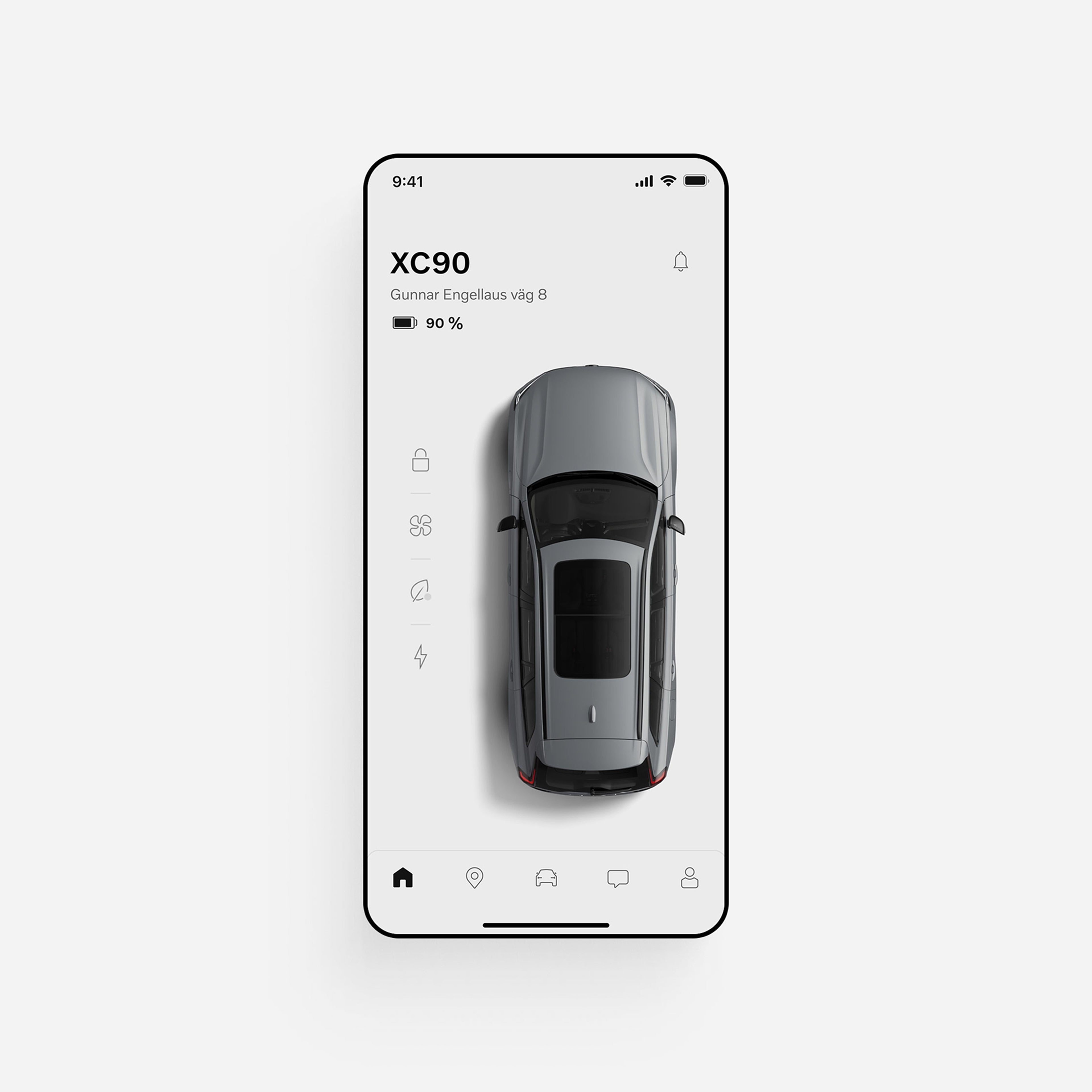 Gros plan de l’écran central du Volvo XC90 présentant la Vue calme