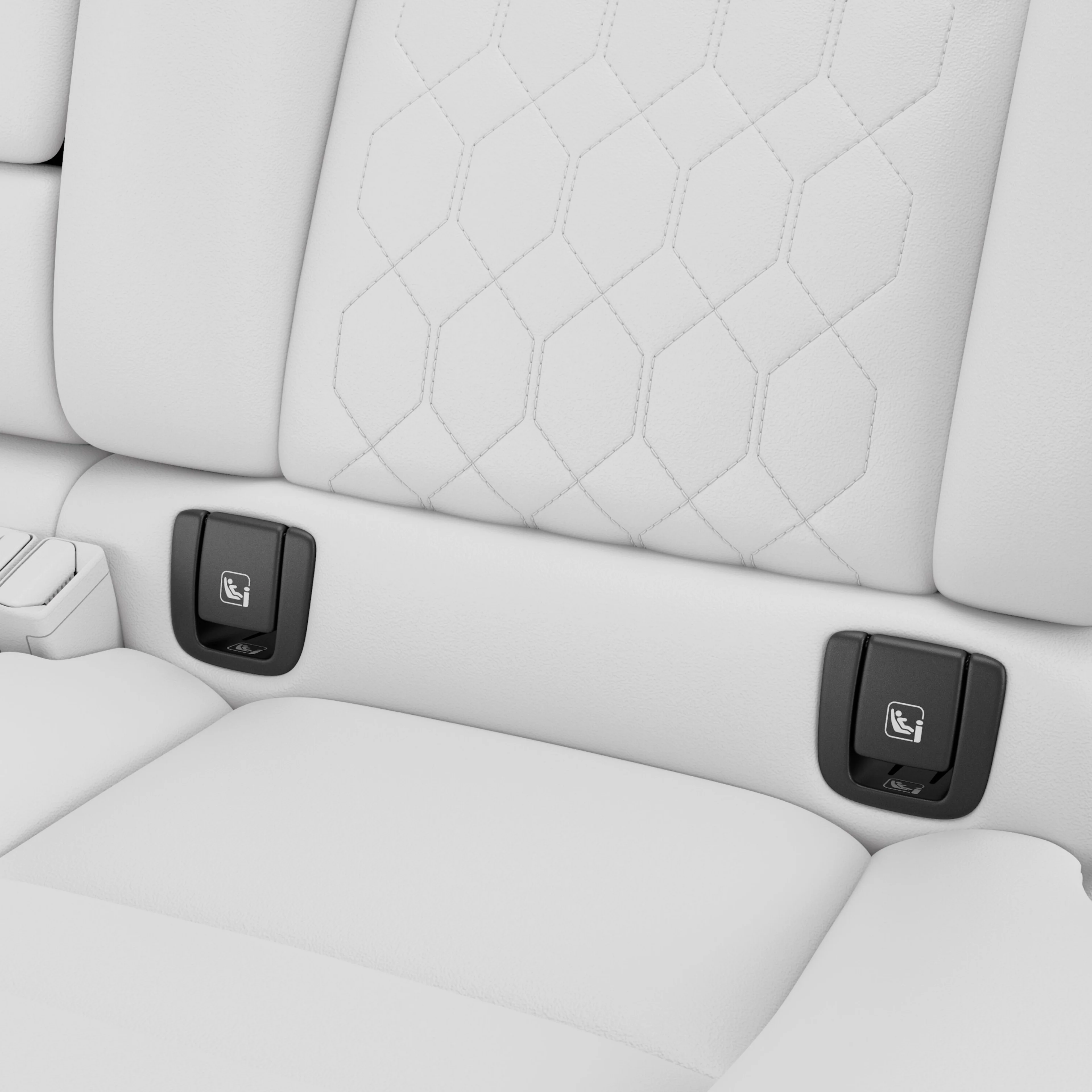 Imagine care prezintă punctele de fixare ISO de pe bancheta din spate a XC60.
