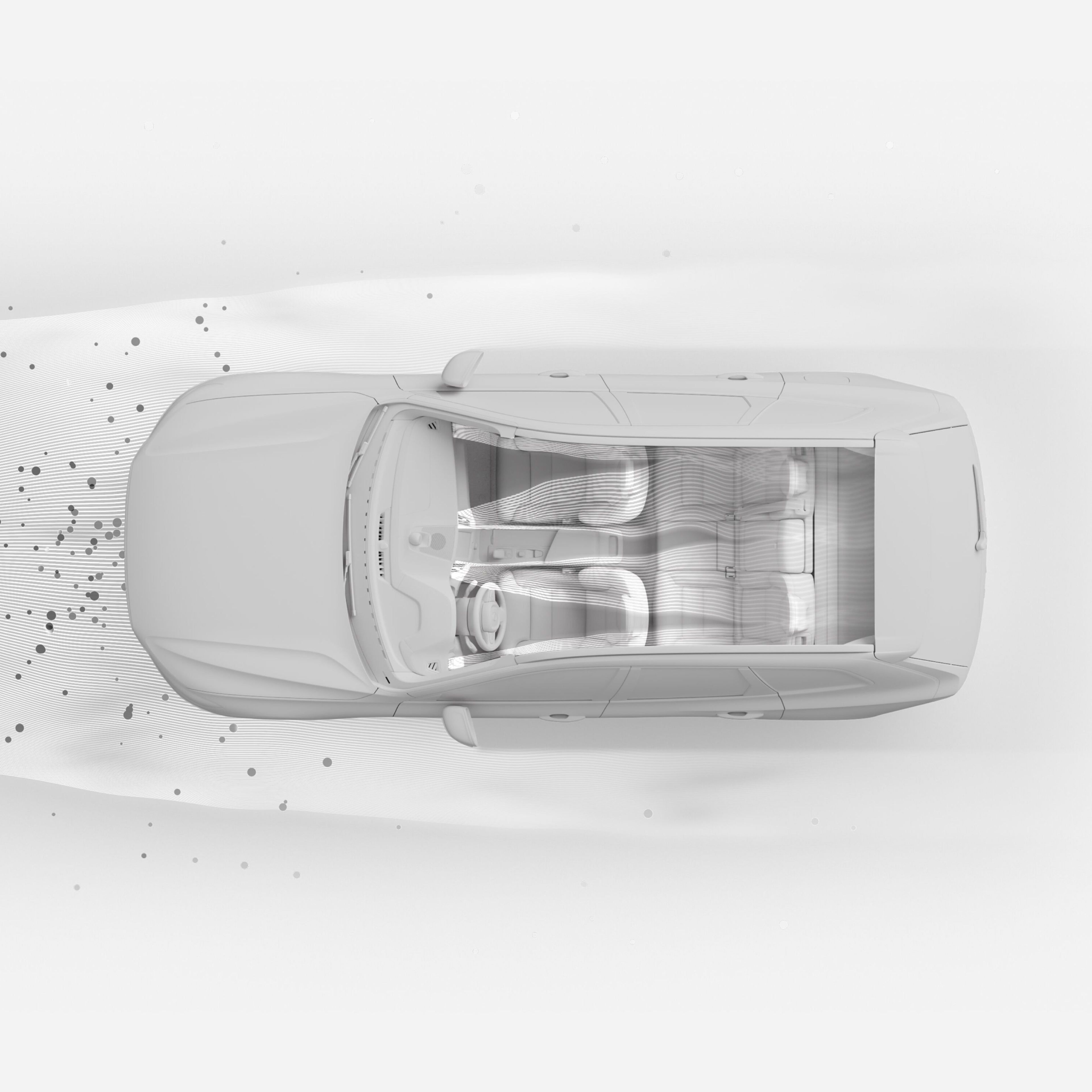 Zdjęcie pokazujące, w jaki sposób zaawansowany oczyszczacz powietrza w hybrydzie Plug-in Volvo XC60 pomaga pasażerom cieszyć się lepszym i zdrowszym powietrzem.