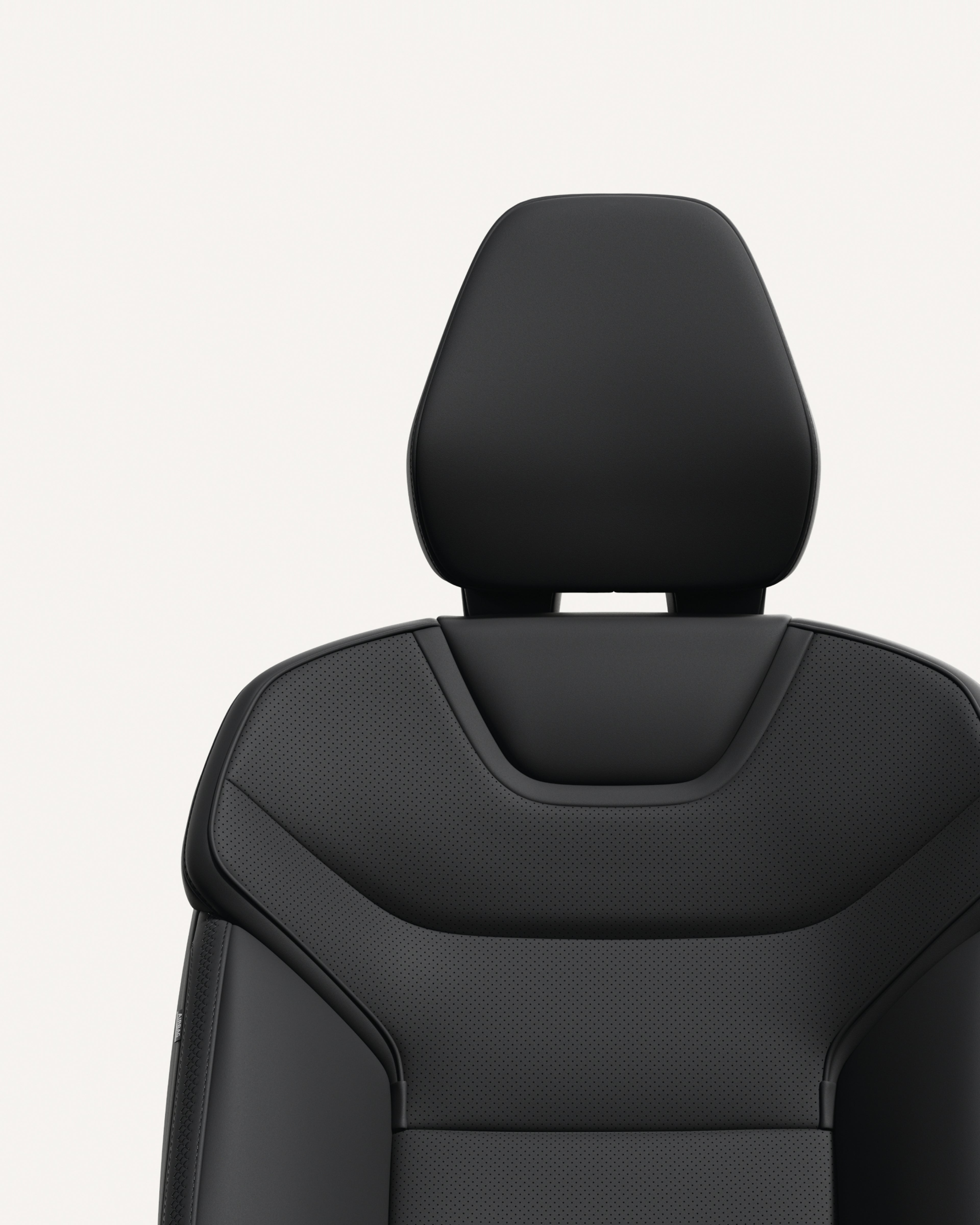 Volvo ES90 sæde med ergonomisk design og elegante konturer.