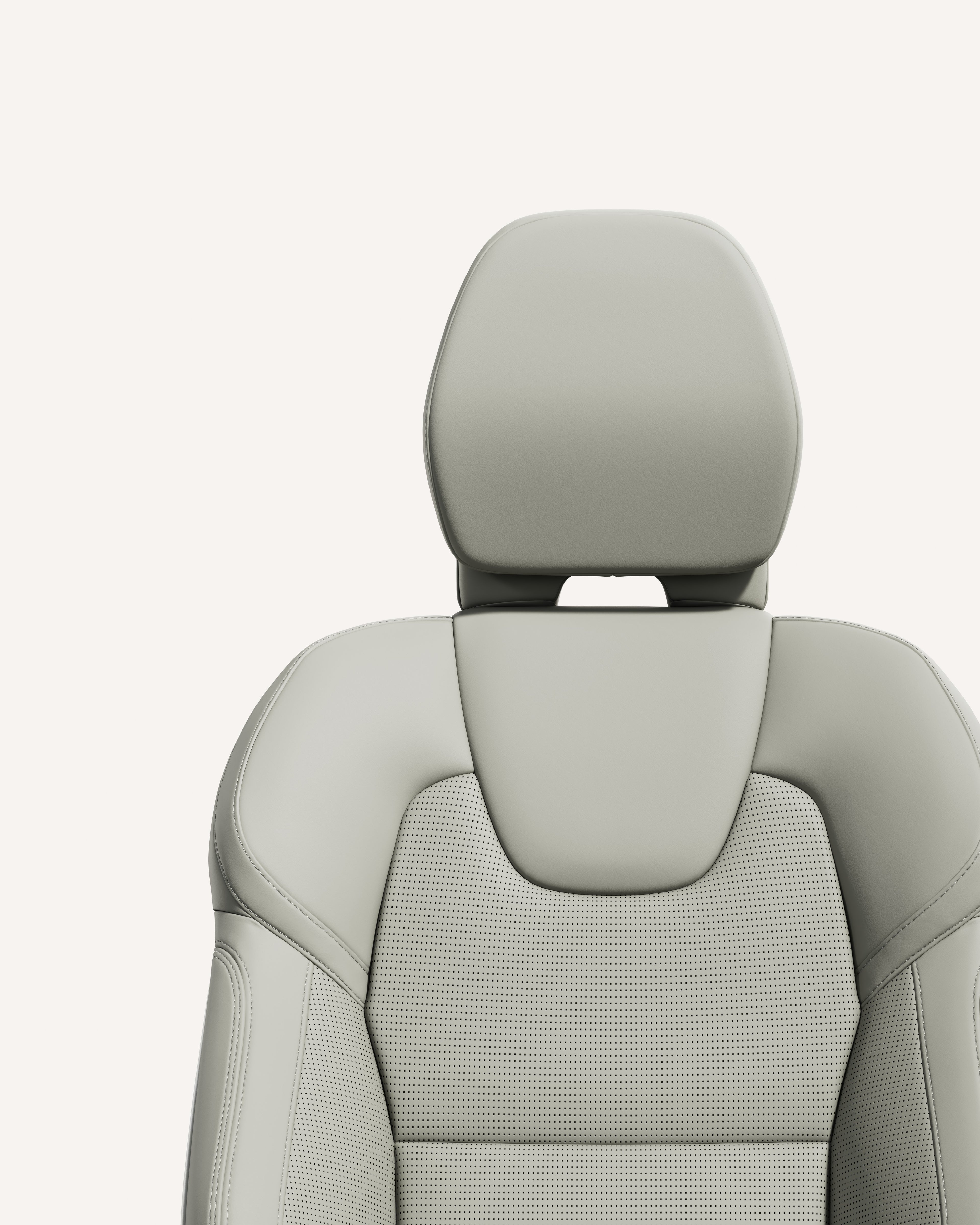 Close-up of the front seat blond upholstery in the Volvo V60.