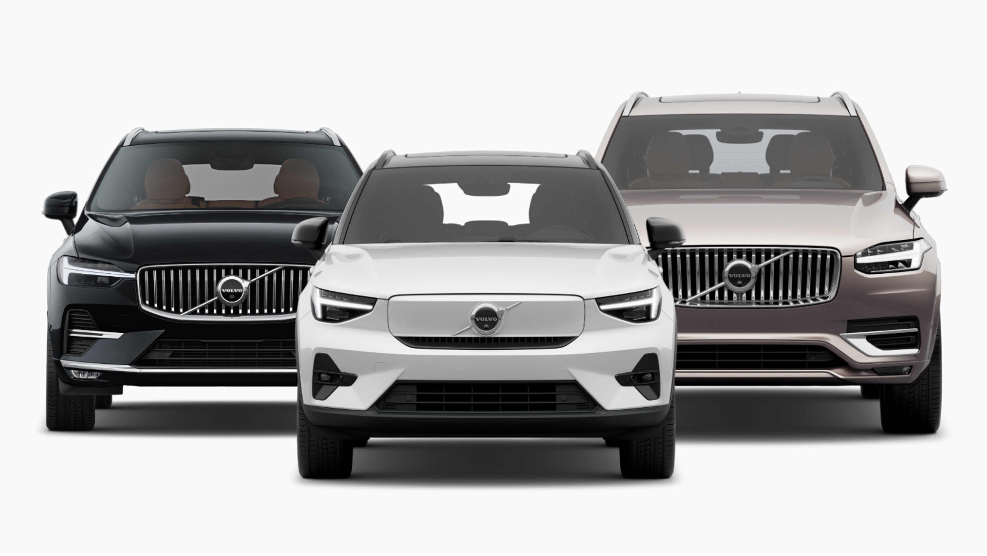 Volvo cars are shown from the front