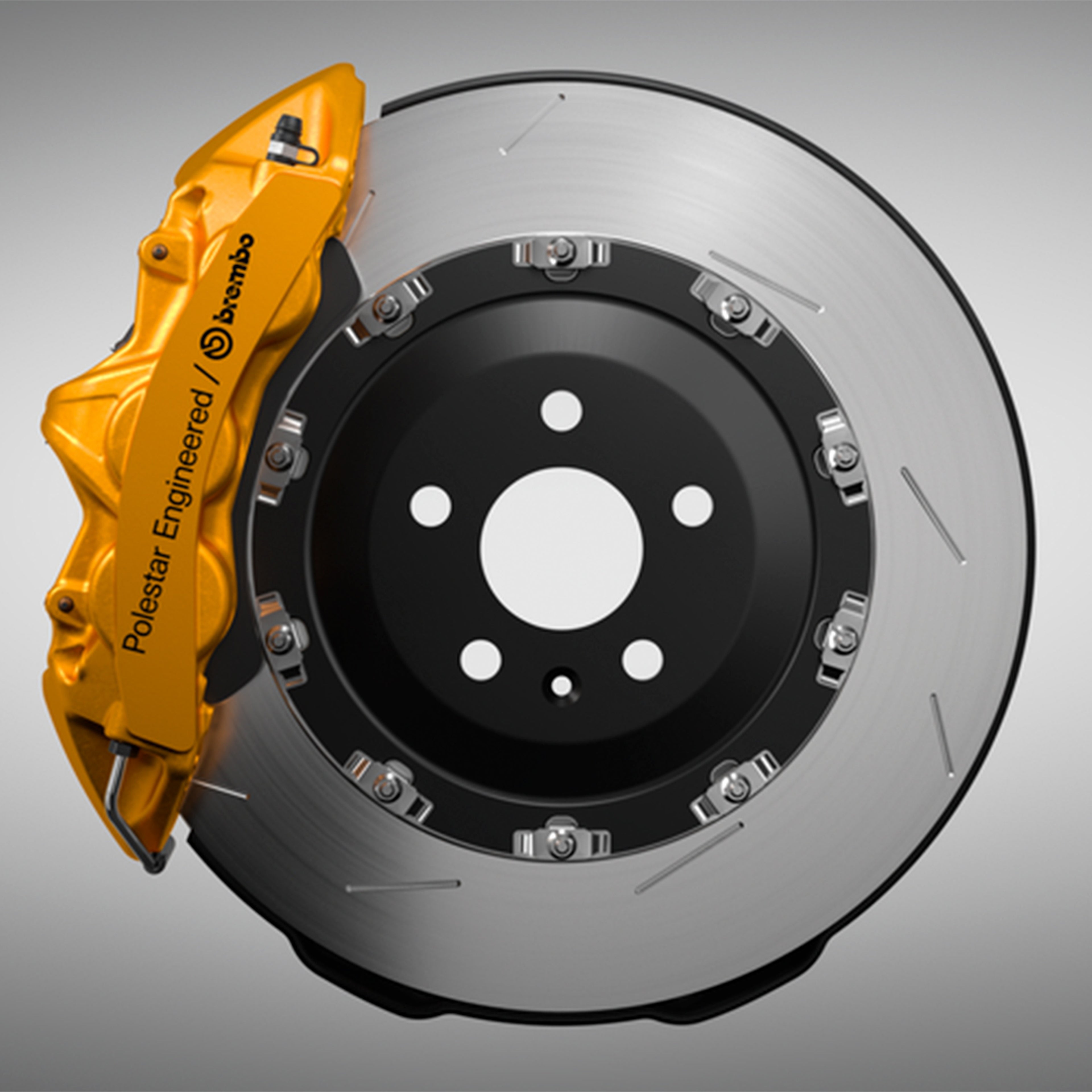 Inside a Volvo, head-up display showing driving speed and navigation on the windshield.