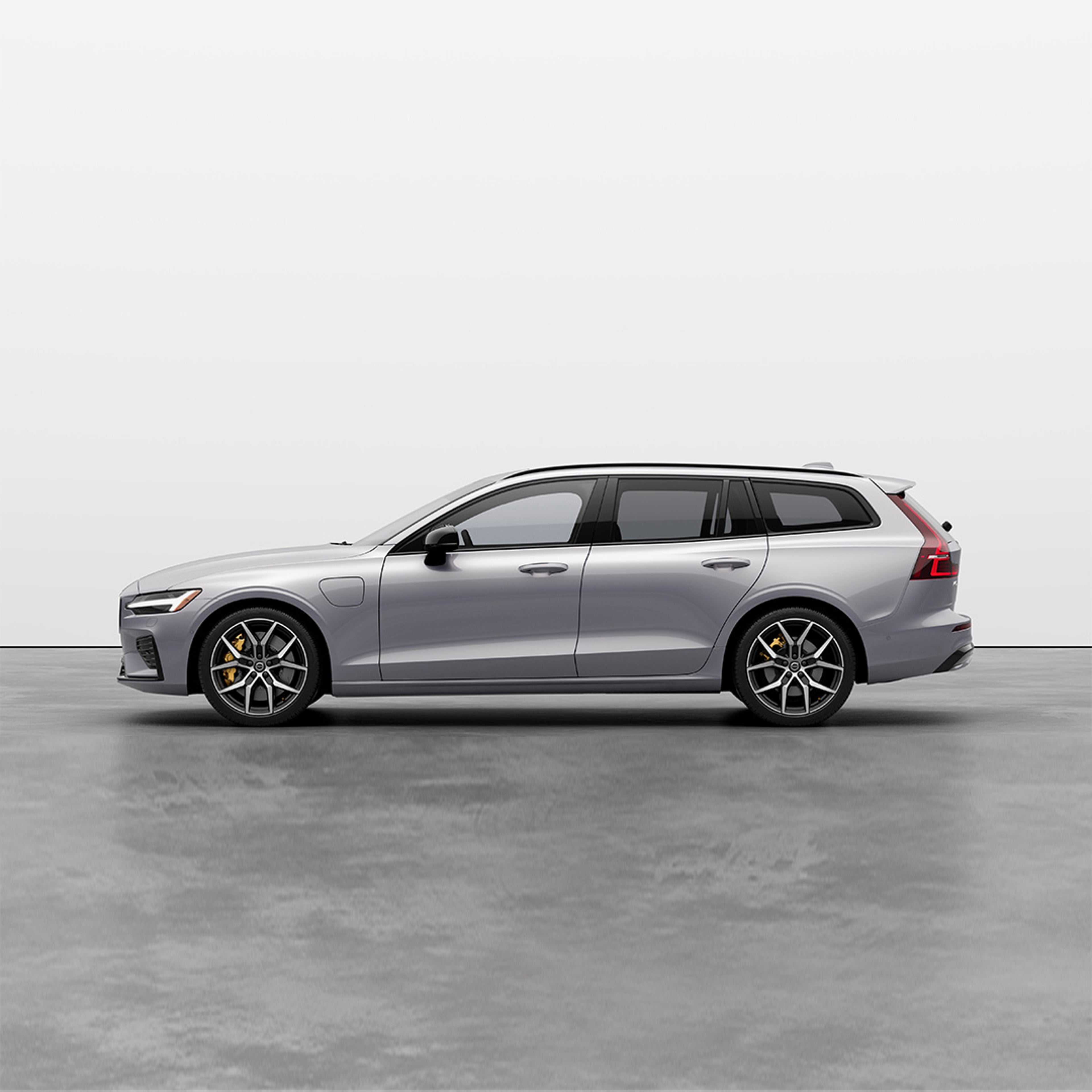 The side profile of a Volvo V60 Polestar Engineered wagon.